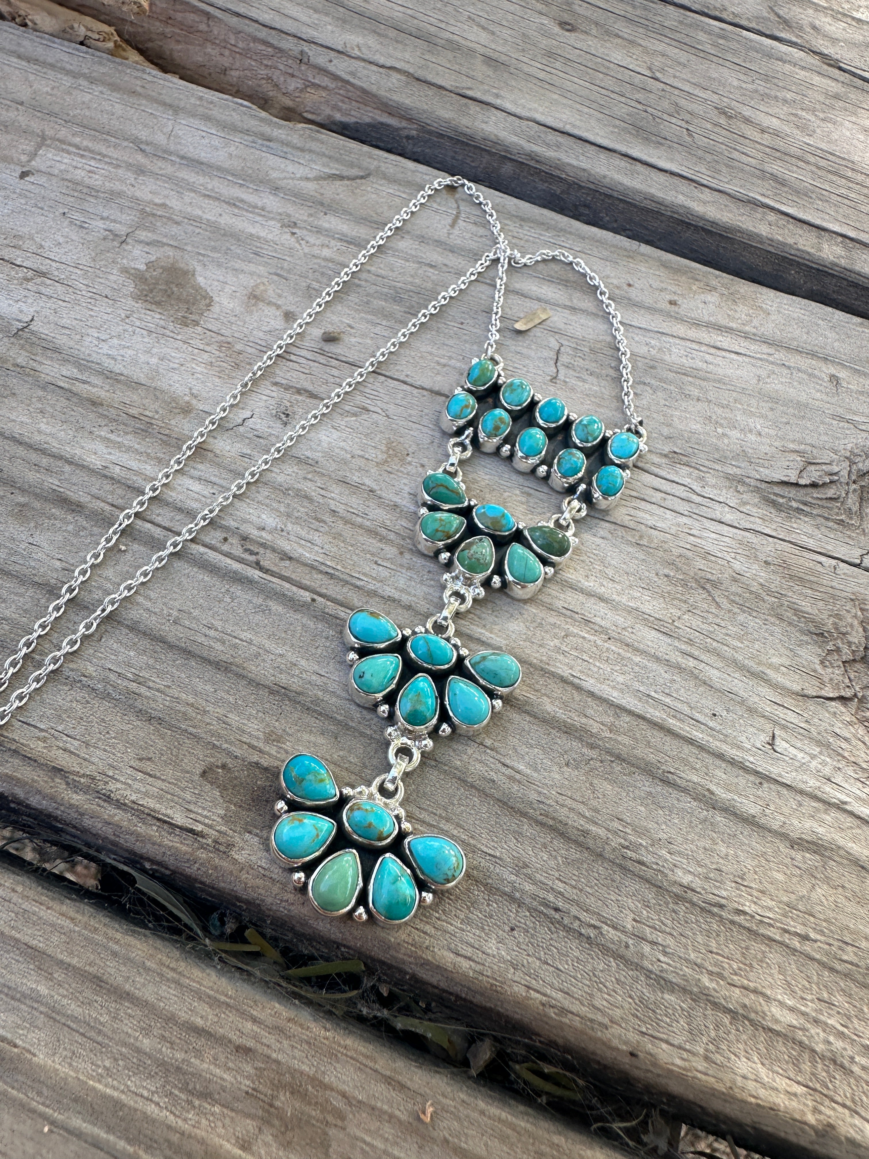 Beautiful Handmade Sterling Silver & Turquoise Drop Necklace