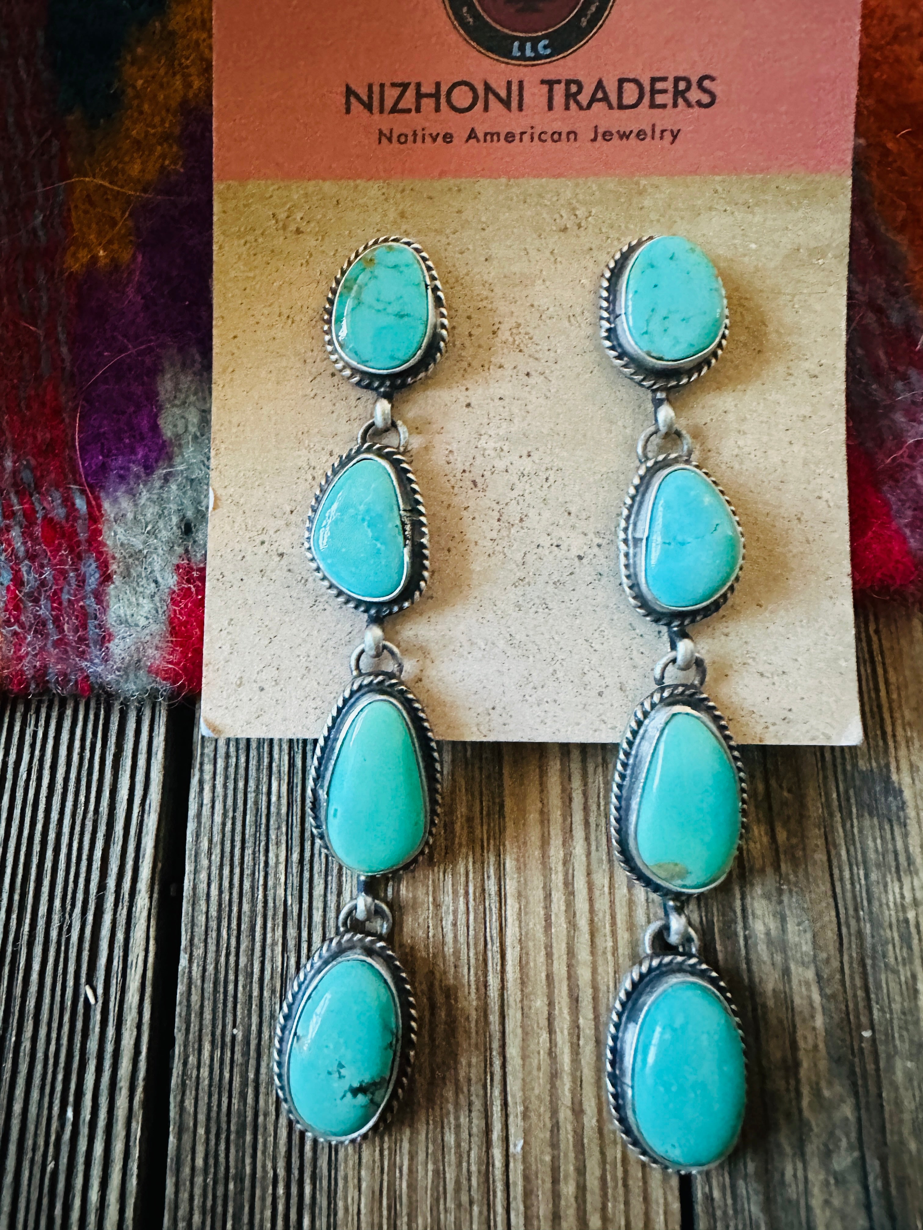 Handcrafted Turquoise & Sterling Silver Dangle Earrings by Marcella James