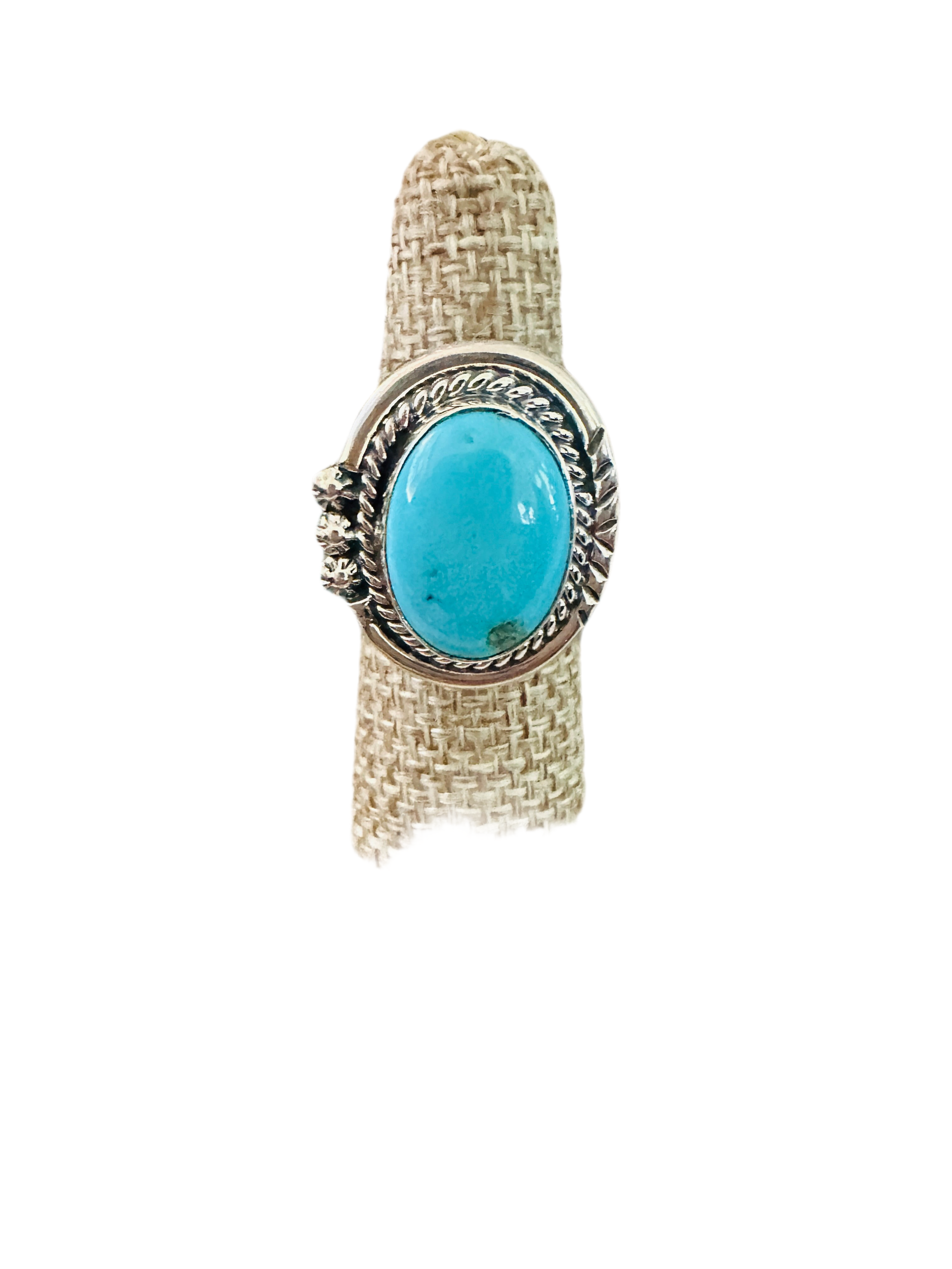 Handcrafted Turquoise & Sterling Silver Ring Size 6