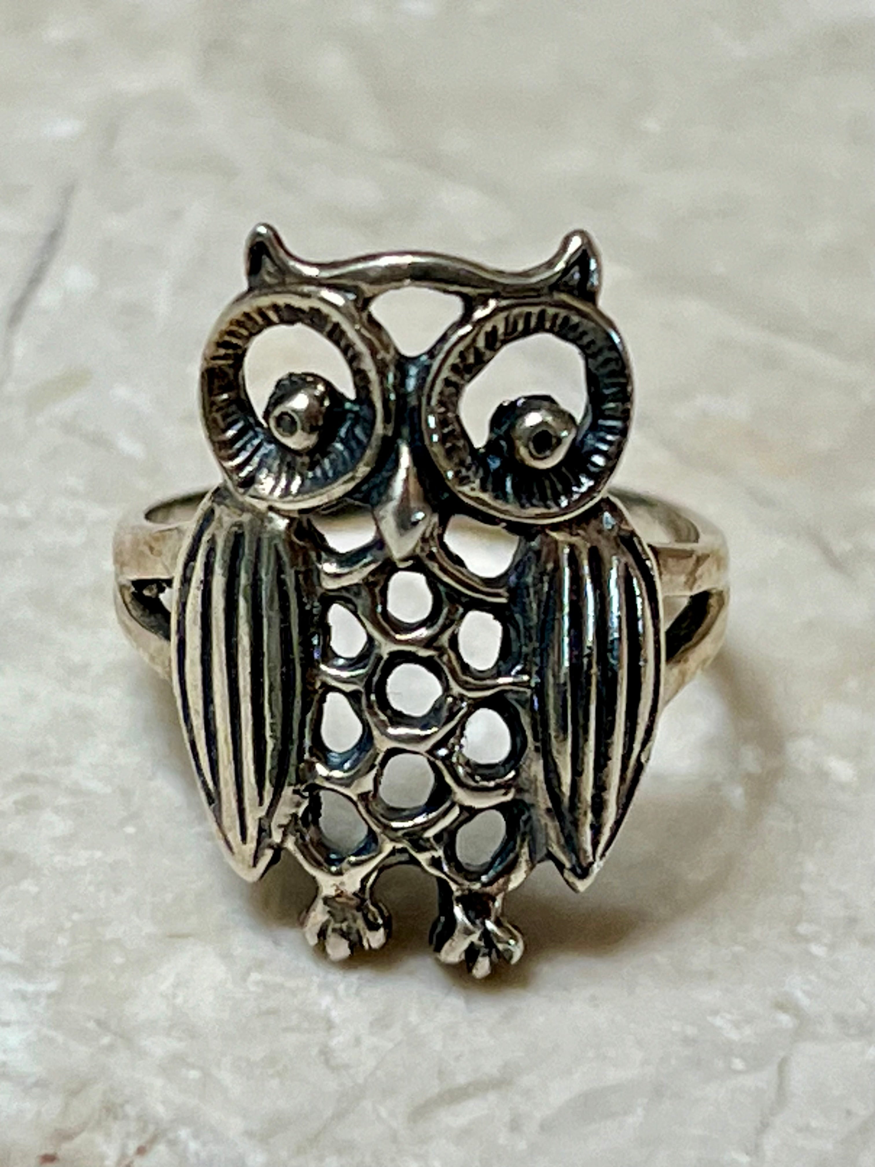 Owl Sterling Silver Ring