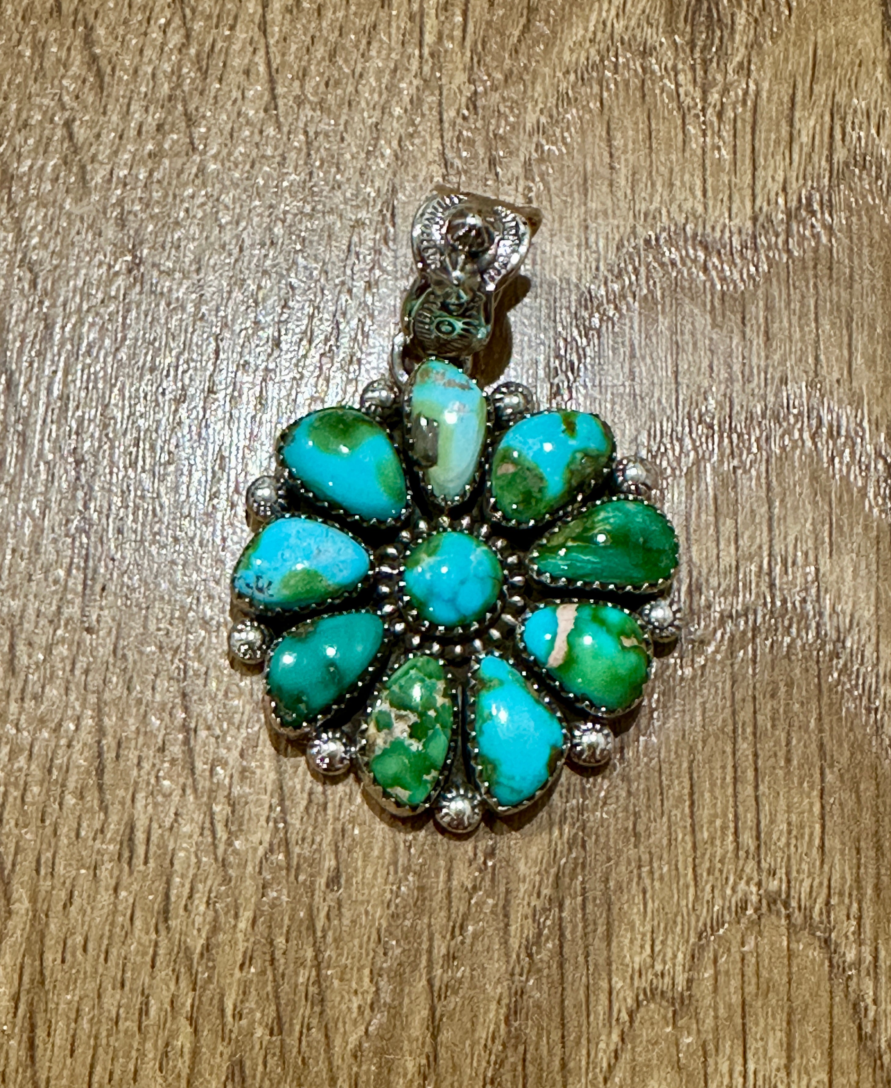Handcrafted Sterling Silver & Sonoran Mountain Turquoise Cluster Pendant