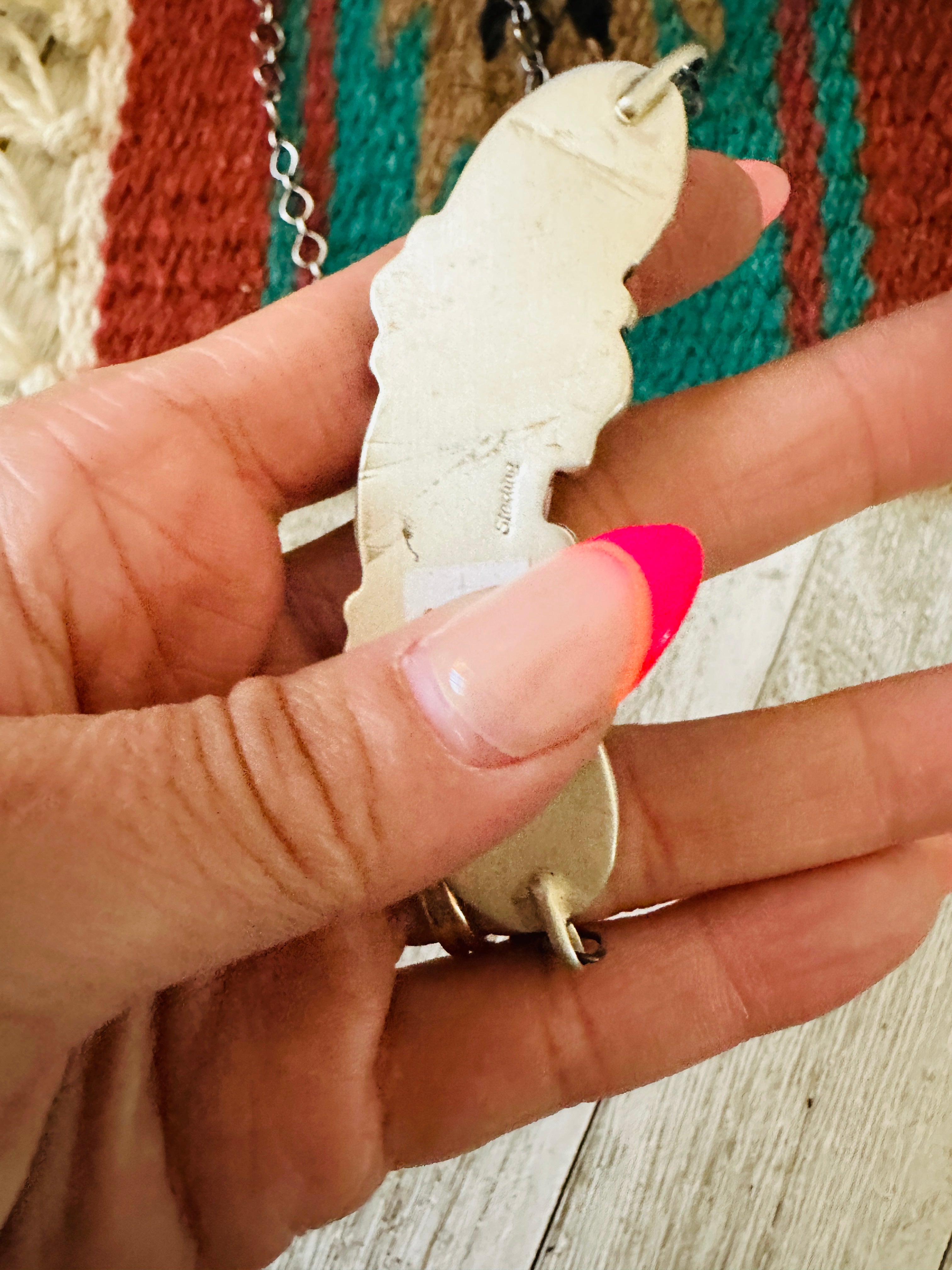 Handcrafted Black Onyx, Mother of Pearl & Sterling Silver Necklace