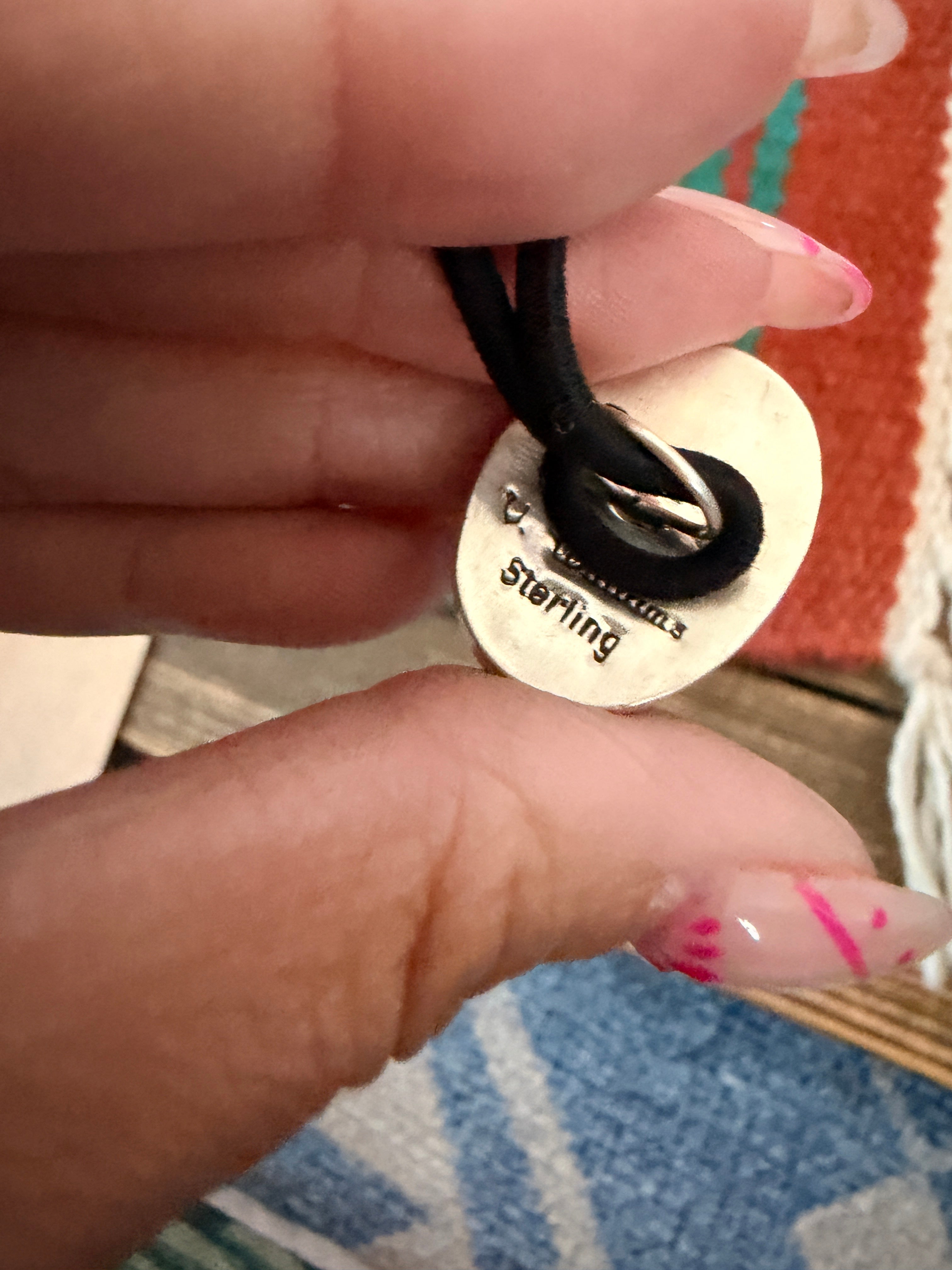 Handcrafted Turquoise & Sterling Silver Hair Tie