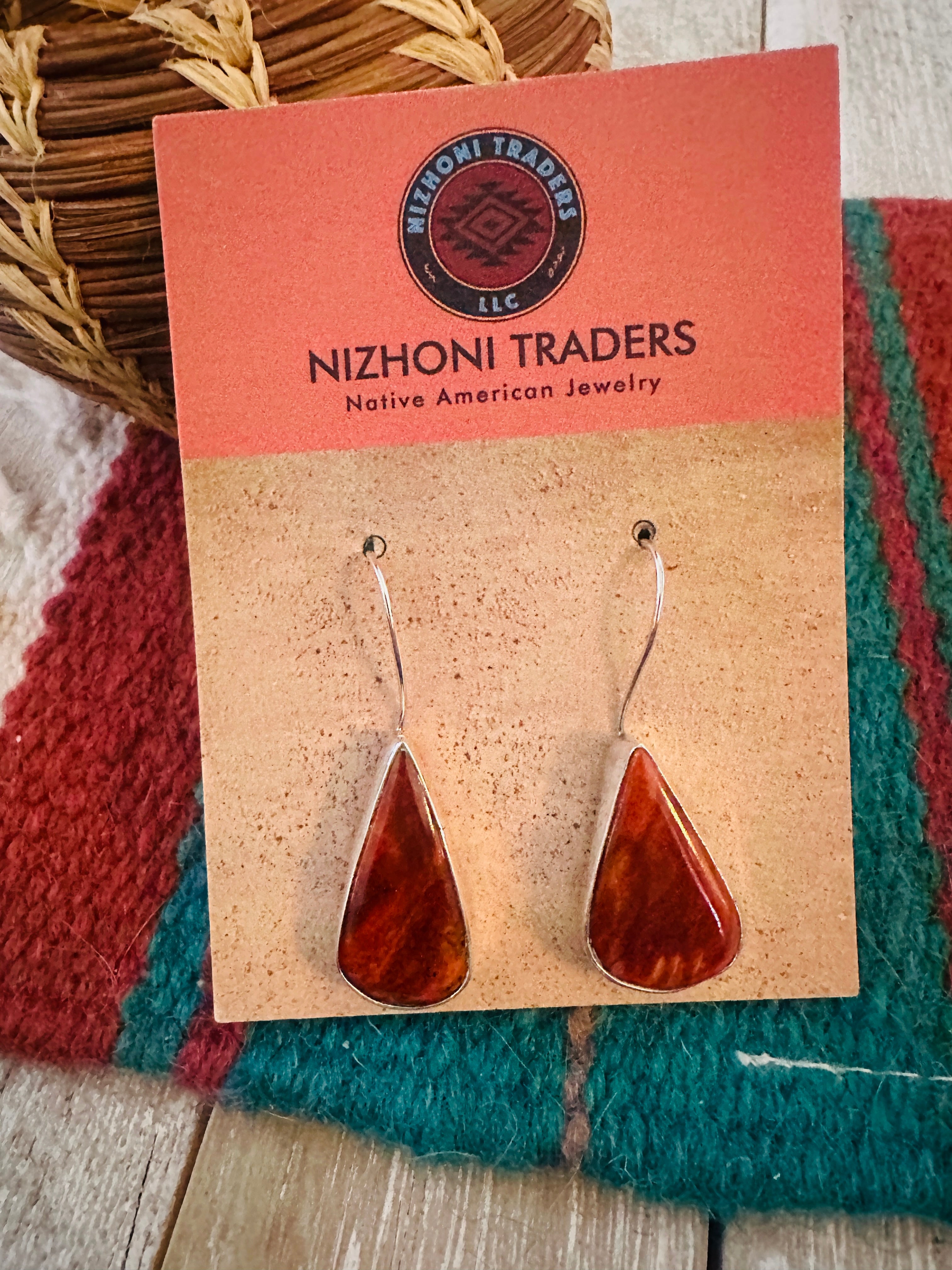 Handcrafted Spiny Oyster & Sterling Silver Dangle Earrings