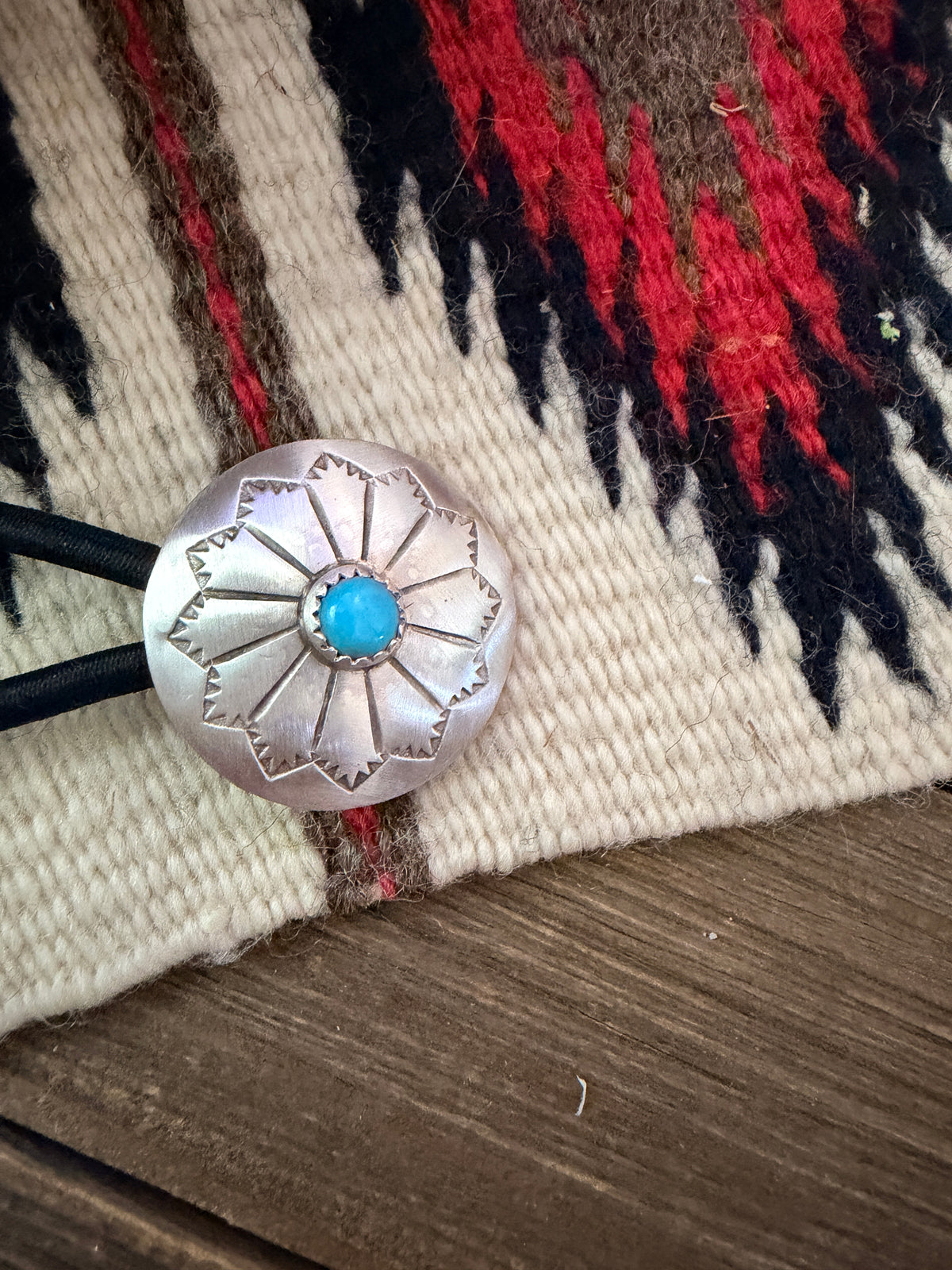 Handcrafted Turquoise & Sterling Silver Concho Hair Tie Charm