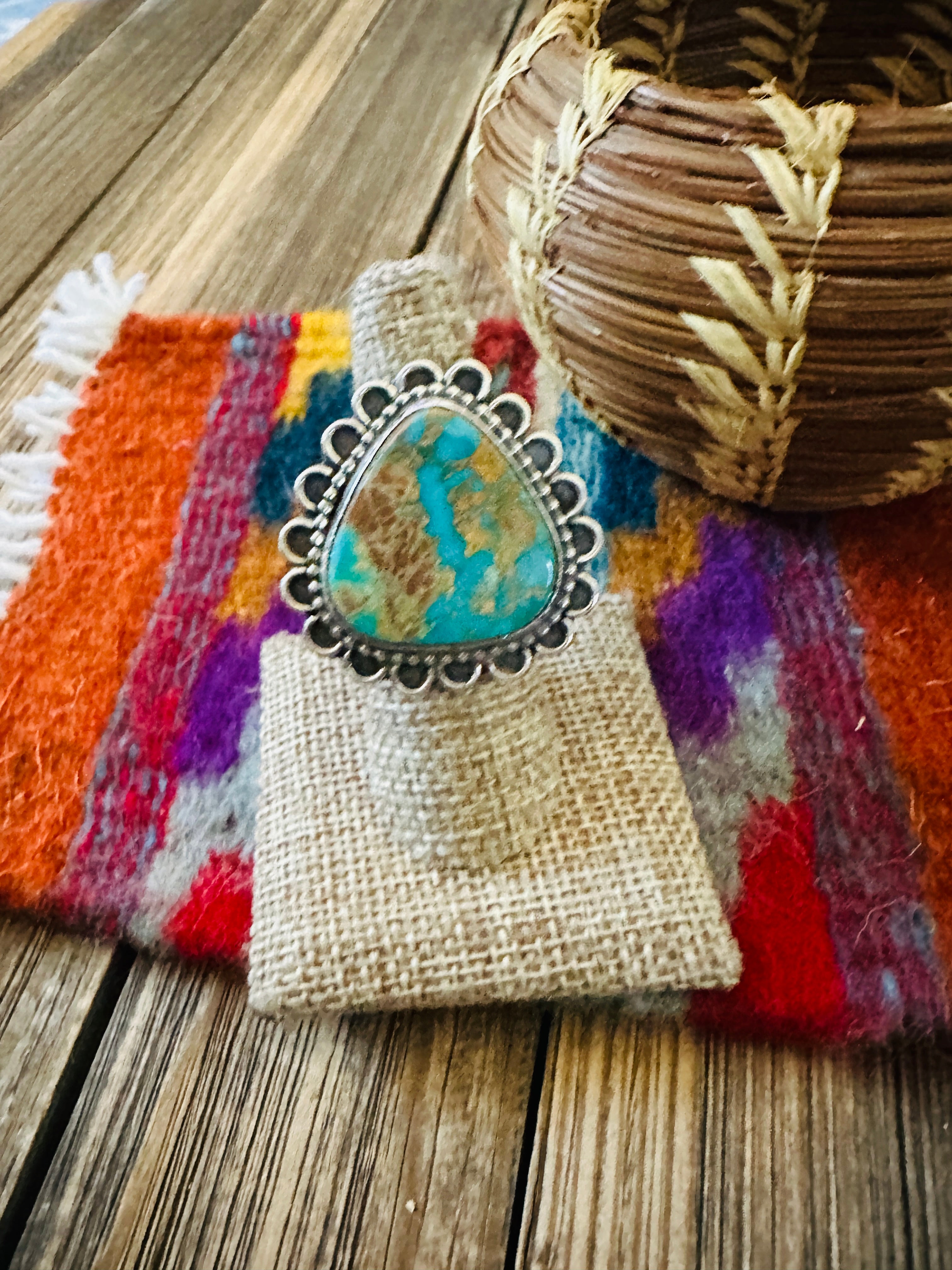 Handcrafted Turquoise & Sterling Silver Ring 7 by Rosella Paxson