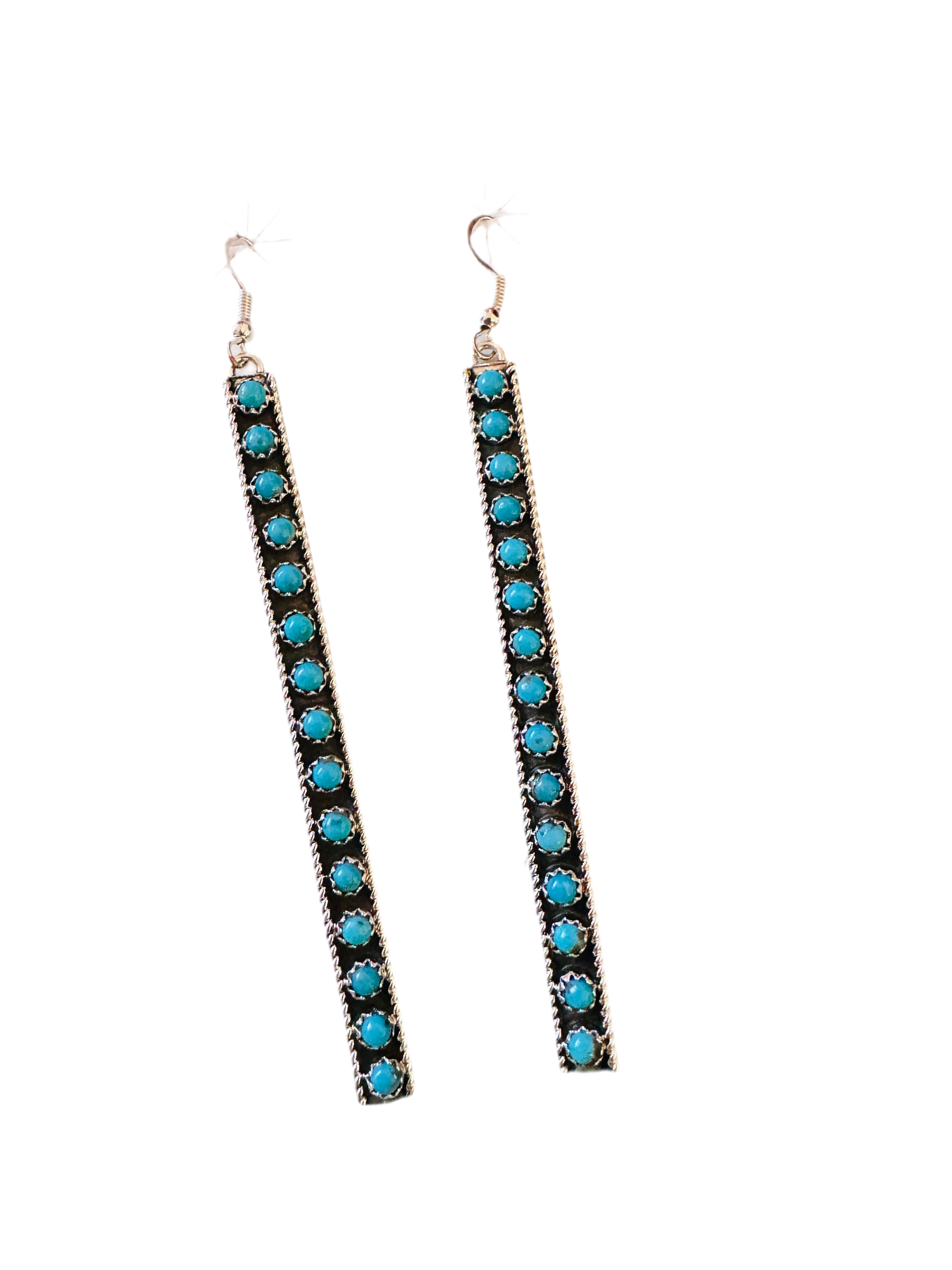 Handcrafted Sterling Silver & Turquoise Snake Eye Dangle Earrings