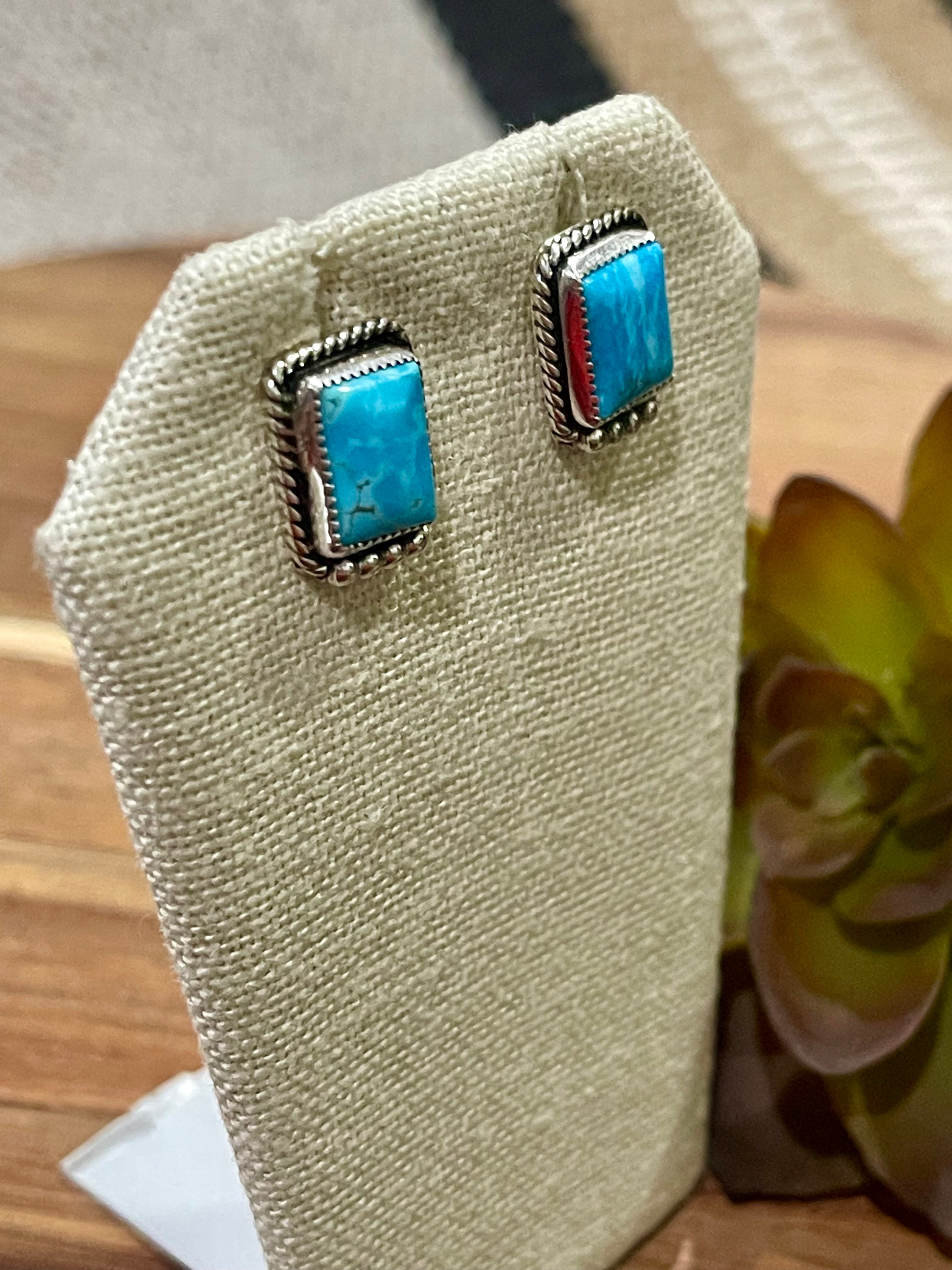 Navajo Sterling Silver & Turquoise Stud Earrings