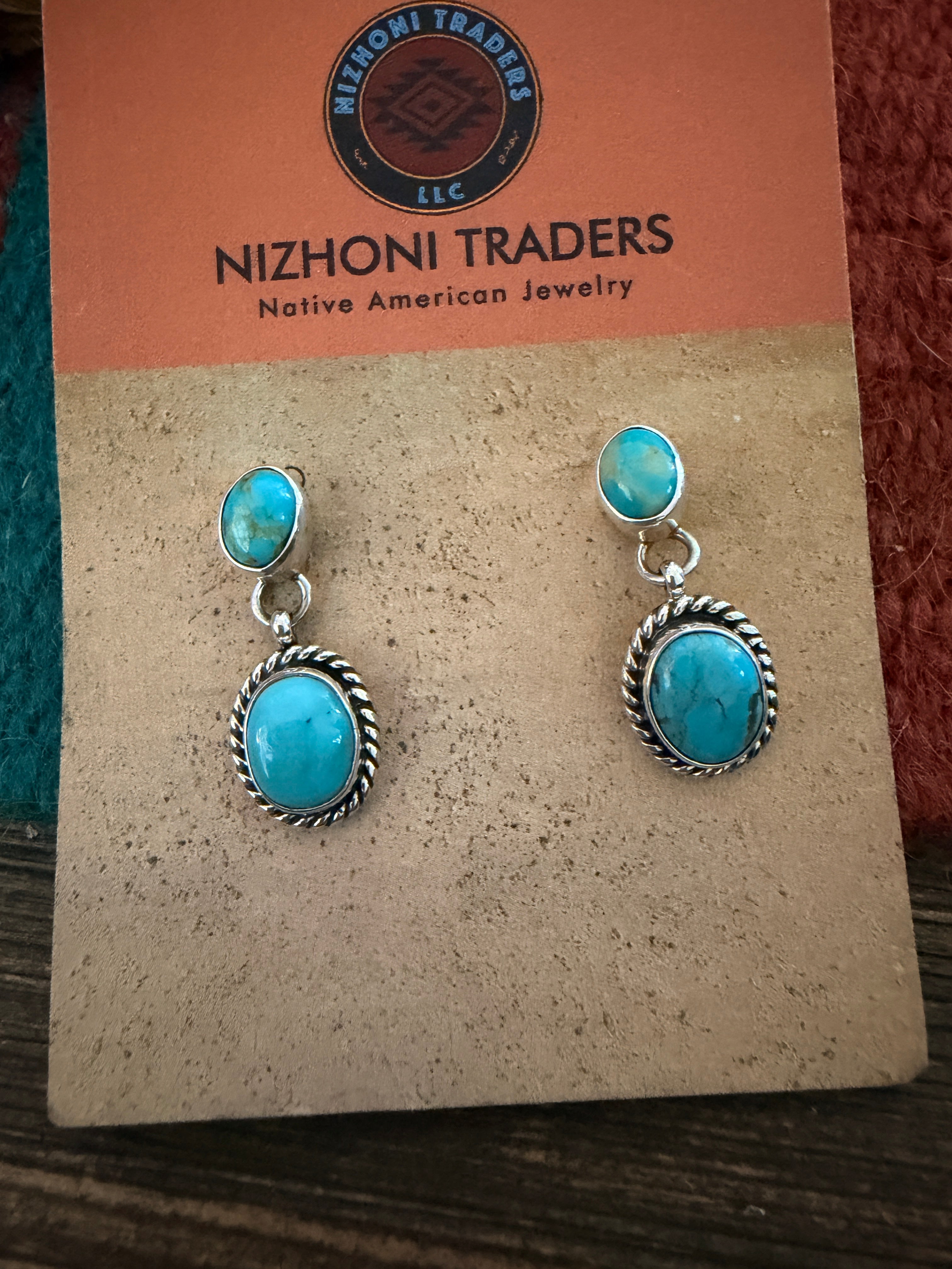 Handcrafted Turquoise & Sterling Silver Dangle Earrings