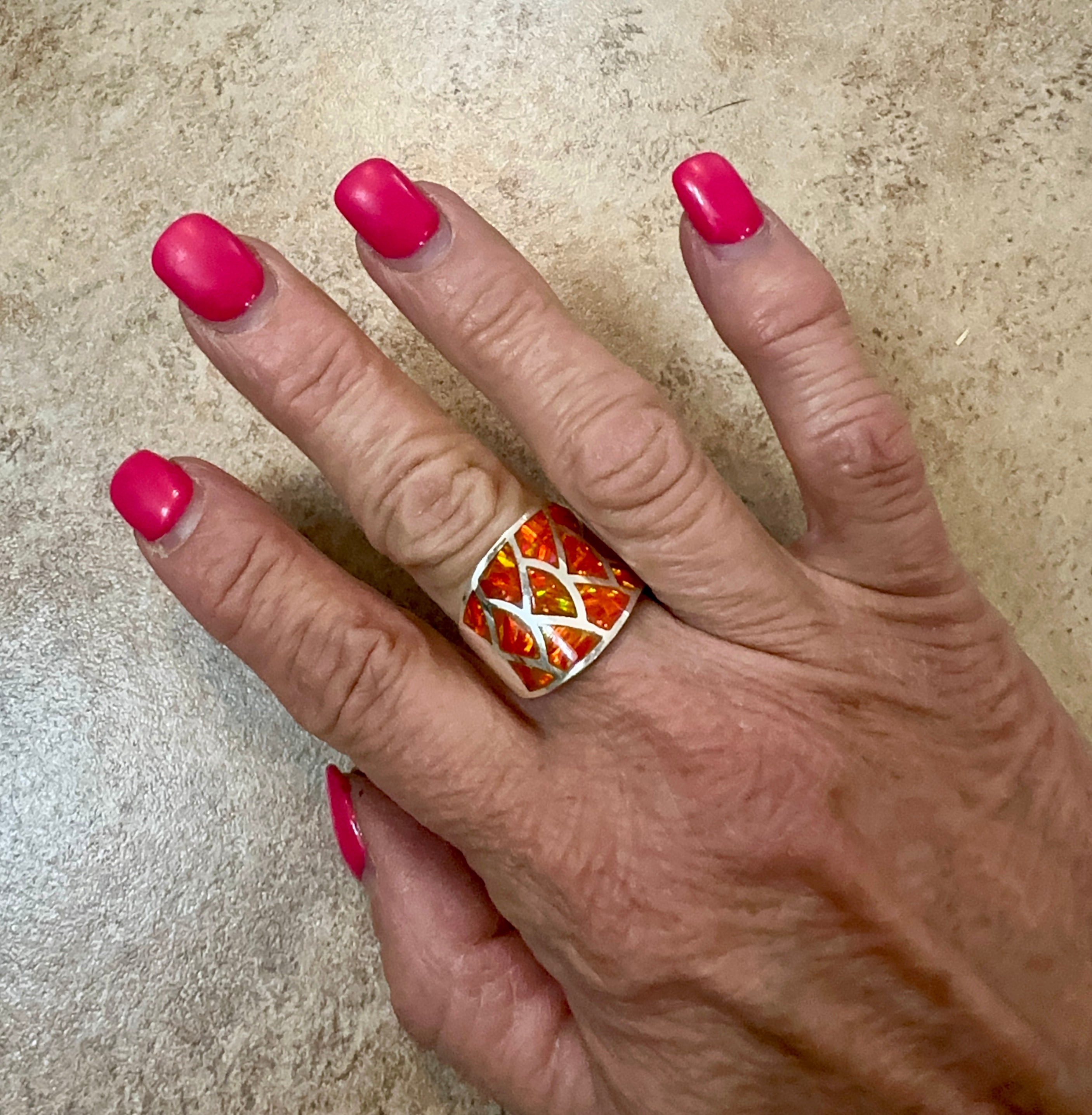Orange Opal Sterling Silver Mermaid Ring