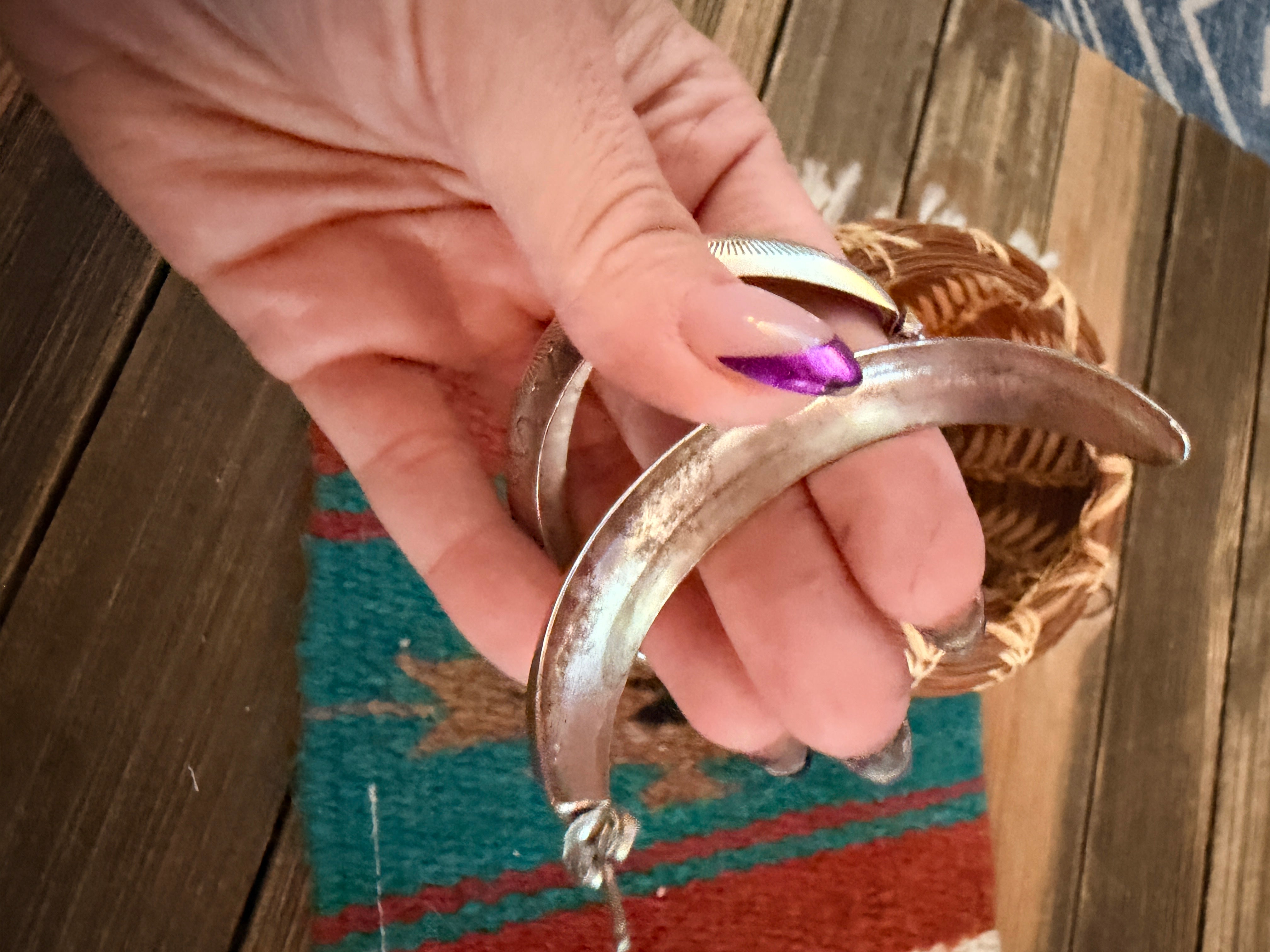 Old Pawn Handcrafted Sterling Silver Half Hoop Earrings