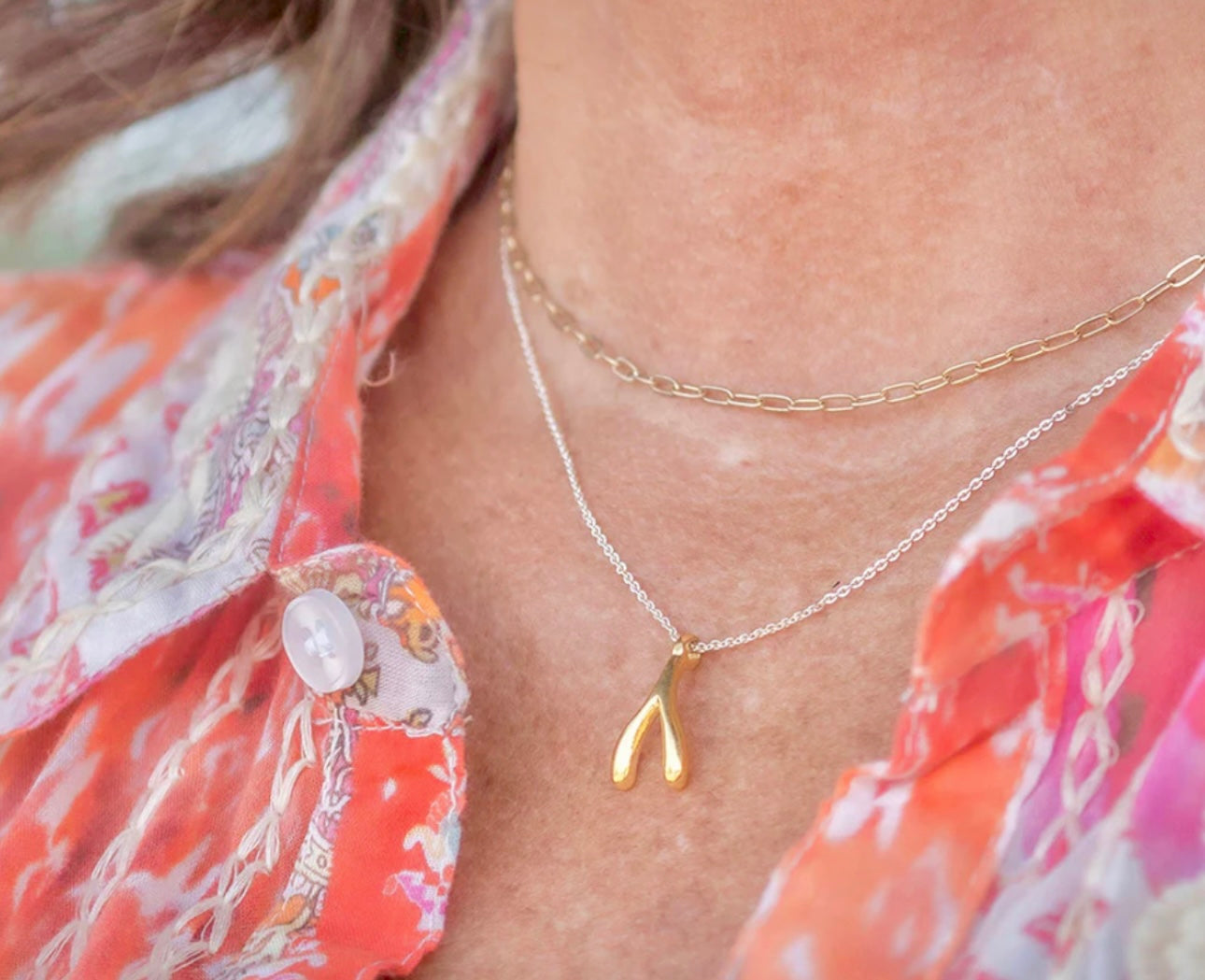 Gold Wishbone Necklace
