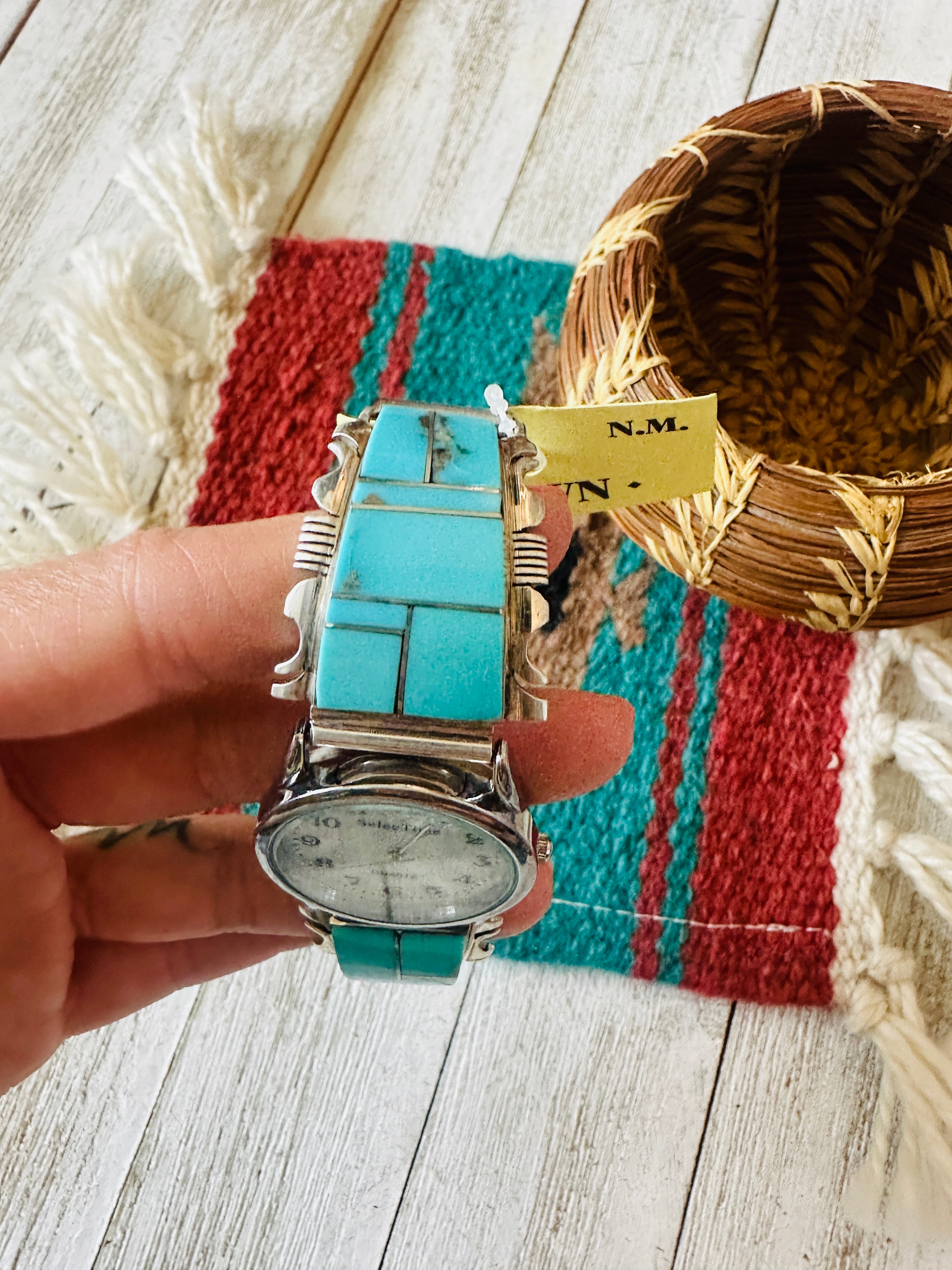 Sterling store silver turquoise vintage watch