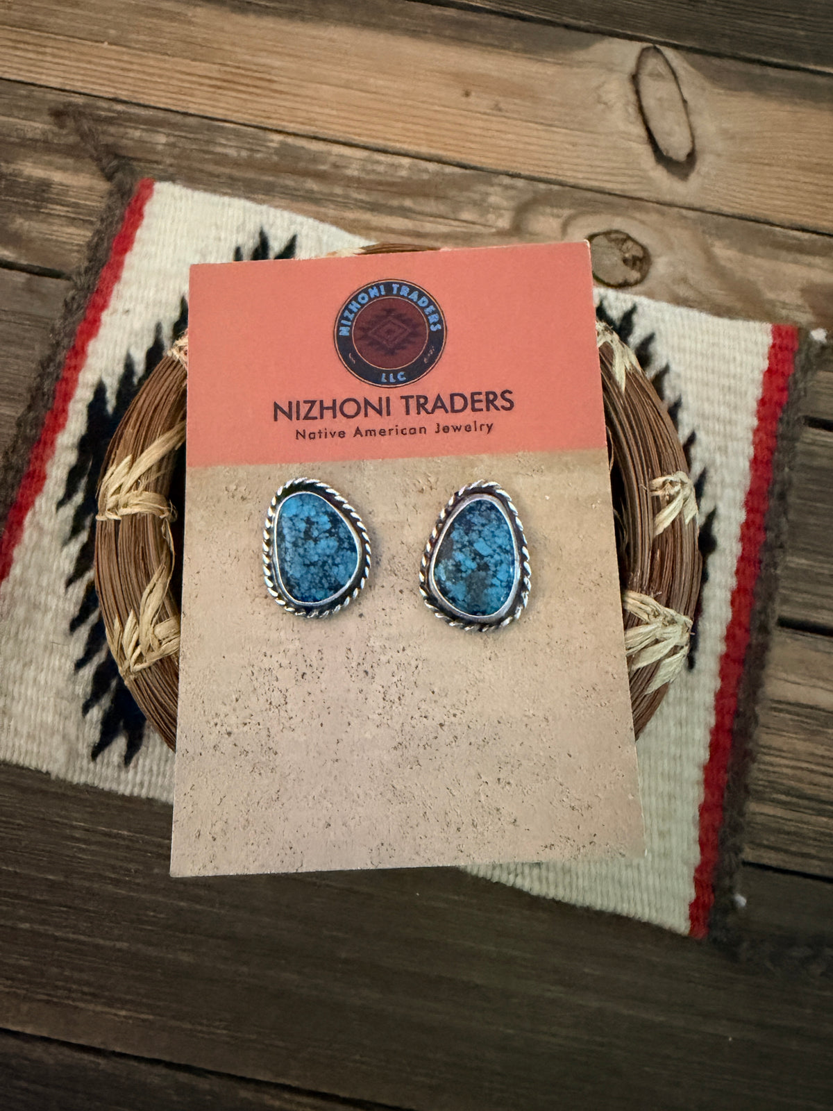Handcrafted Turquoise & Sterling Silver Post Earrings