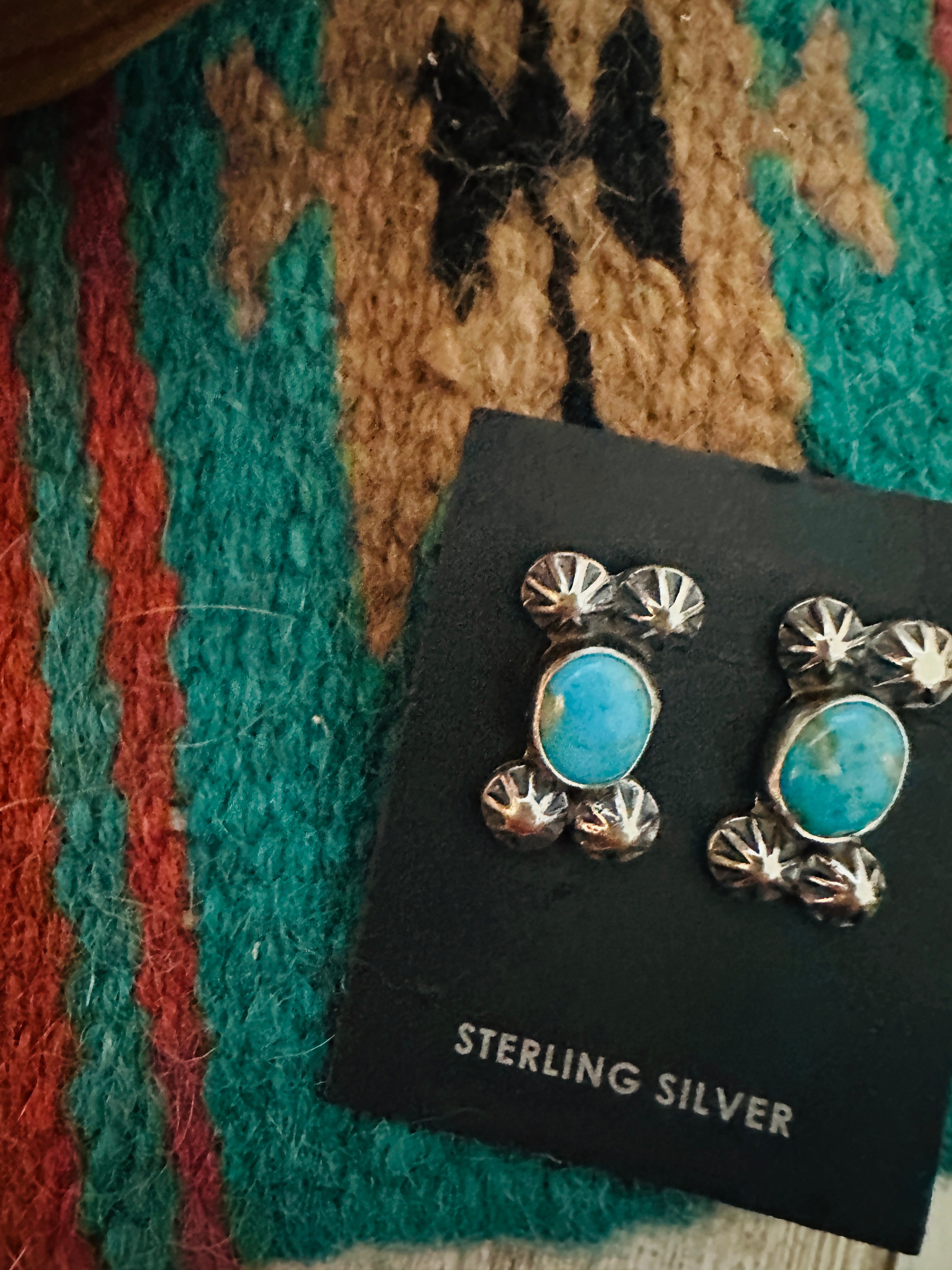 Navajo Sterling Silver & Turquoise Post Earrings