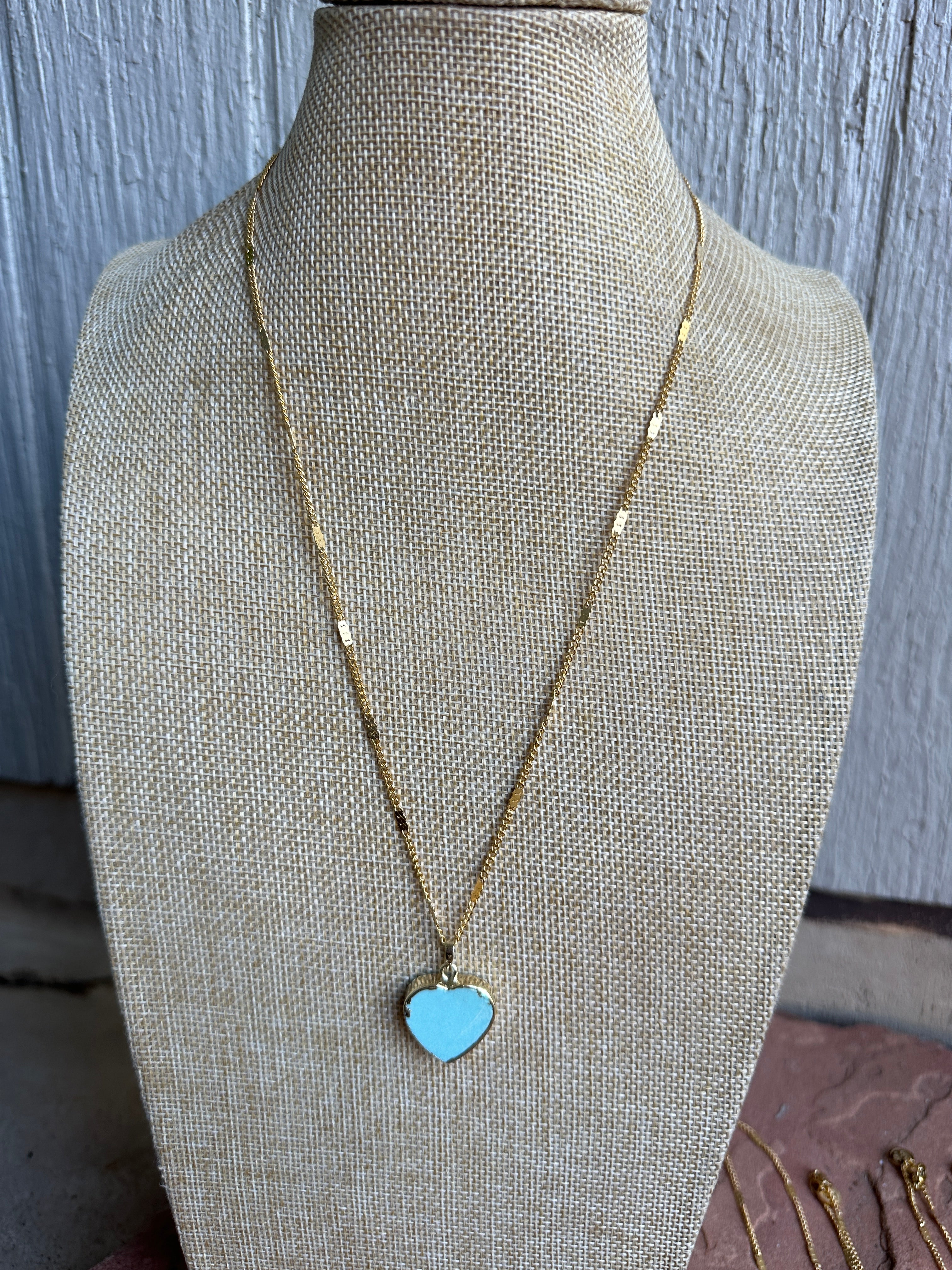 “The Golden Collection” Turquoise Heart Handmade Turquoise Gold Plated Necklace 18 Inches