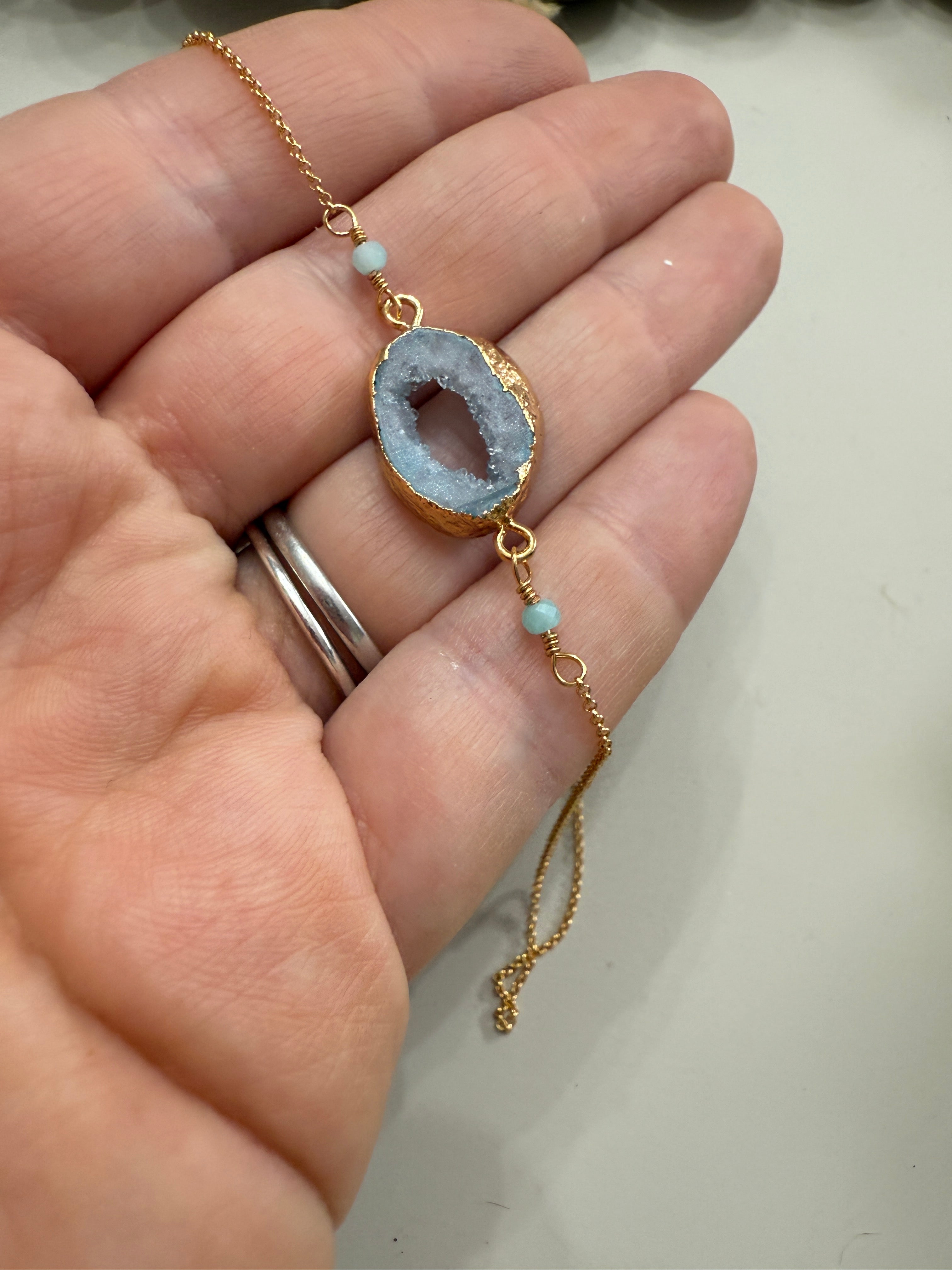 “The Golden Collection” Geo Necklace Handmade Gold Plated Agate Necklace