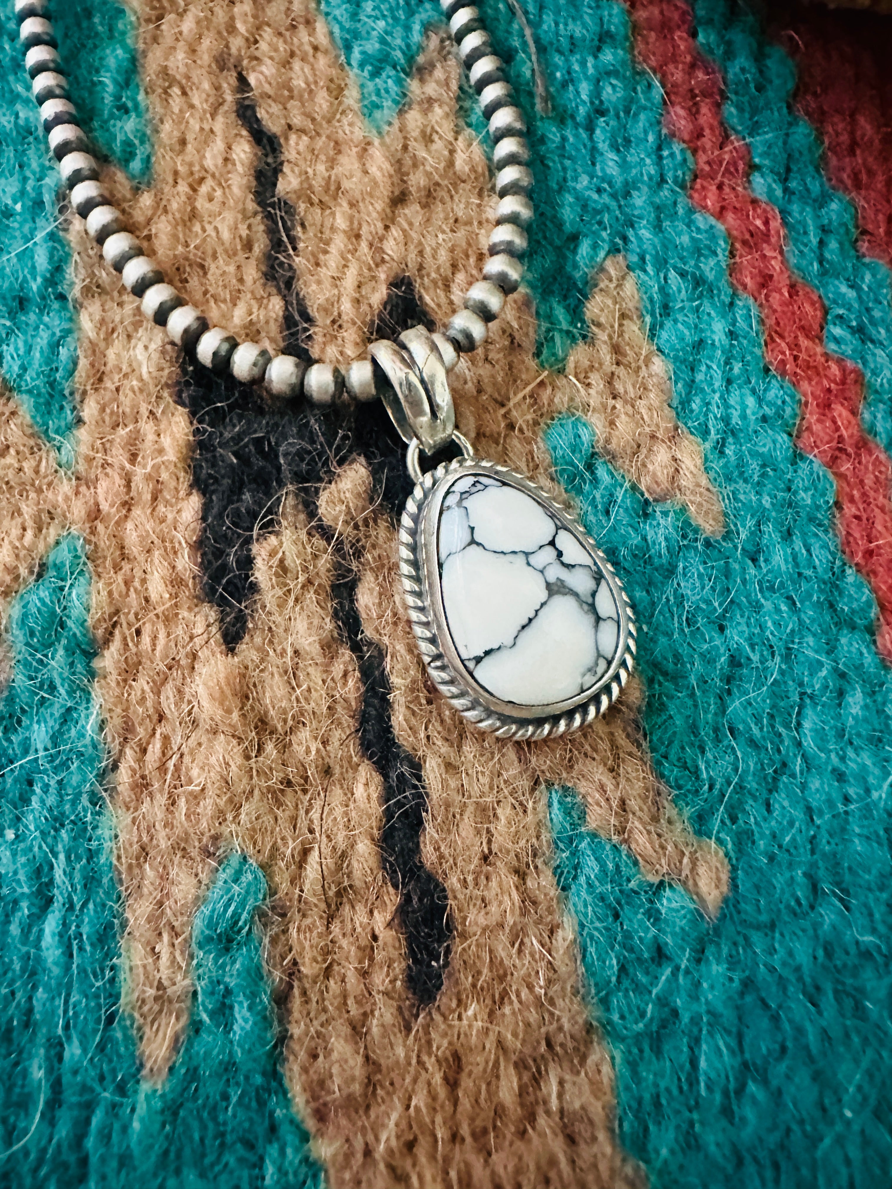 Navajo Howlite & Sterling Silver Pendant