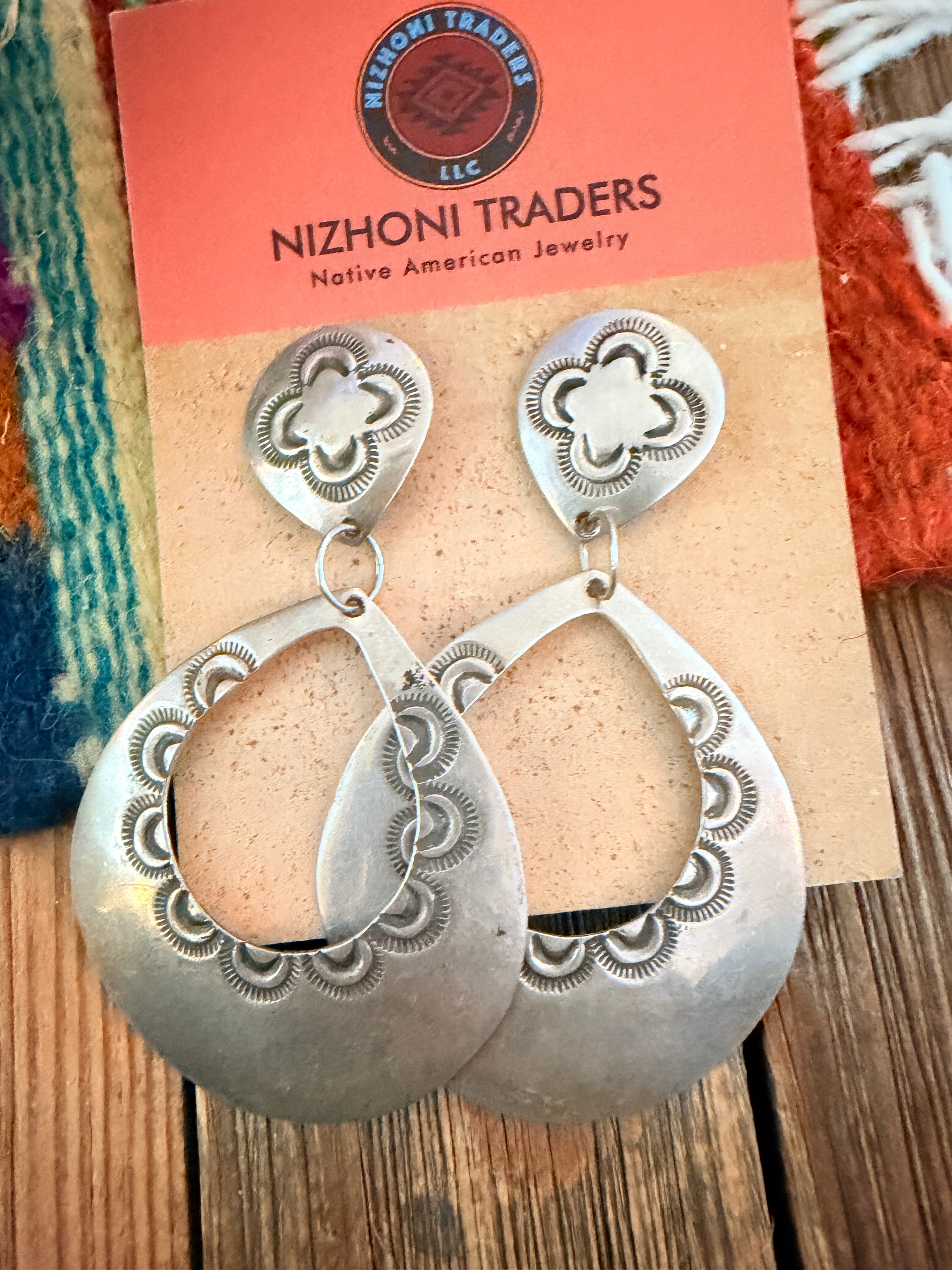 Handcrafted Old Pawn Sterling Silver Dangle Earrings