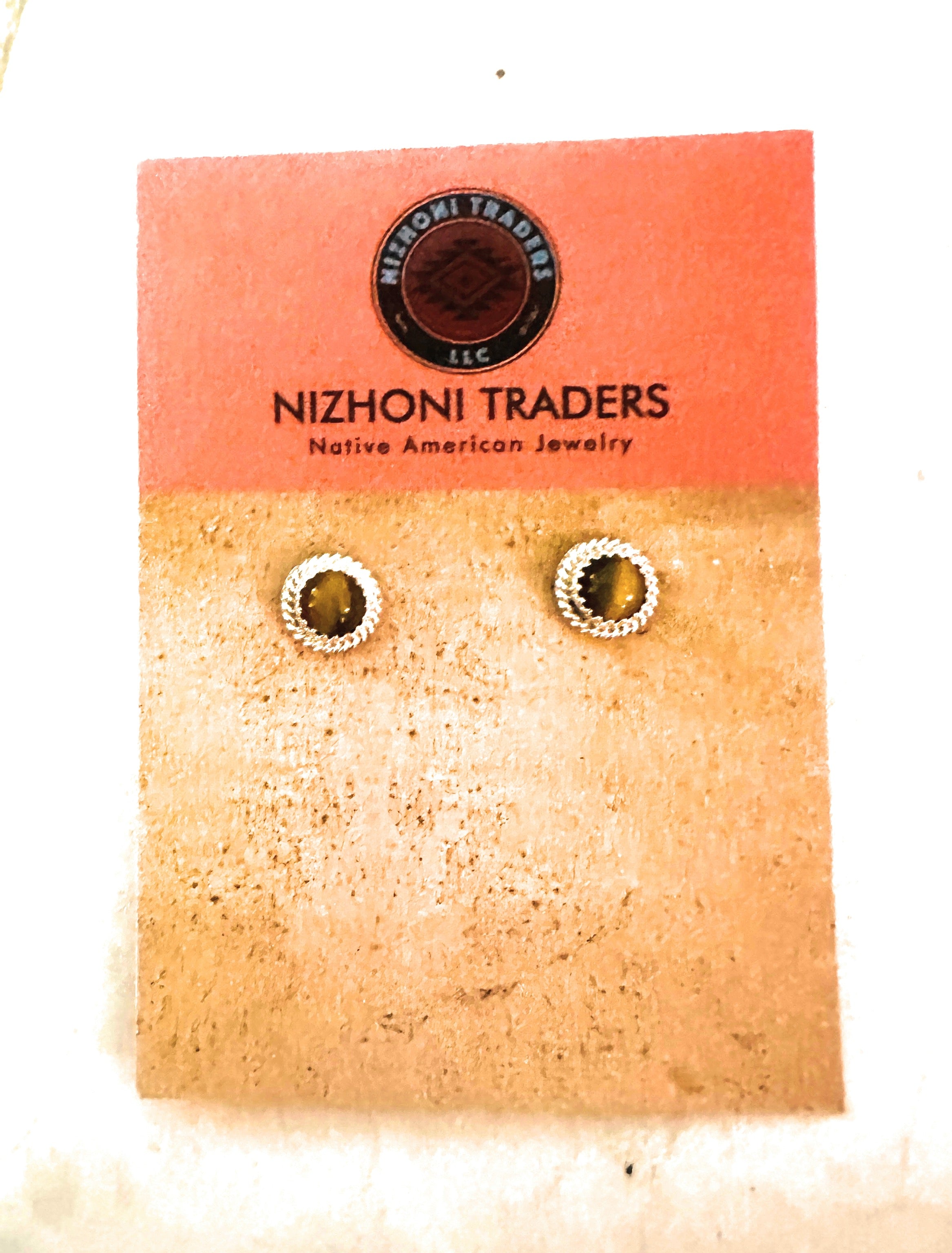 Navajo Tigers Eye and Sterling Silver Stud Earrings