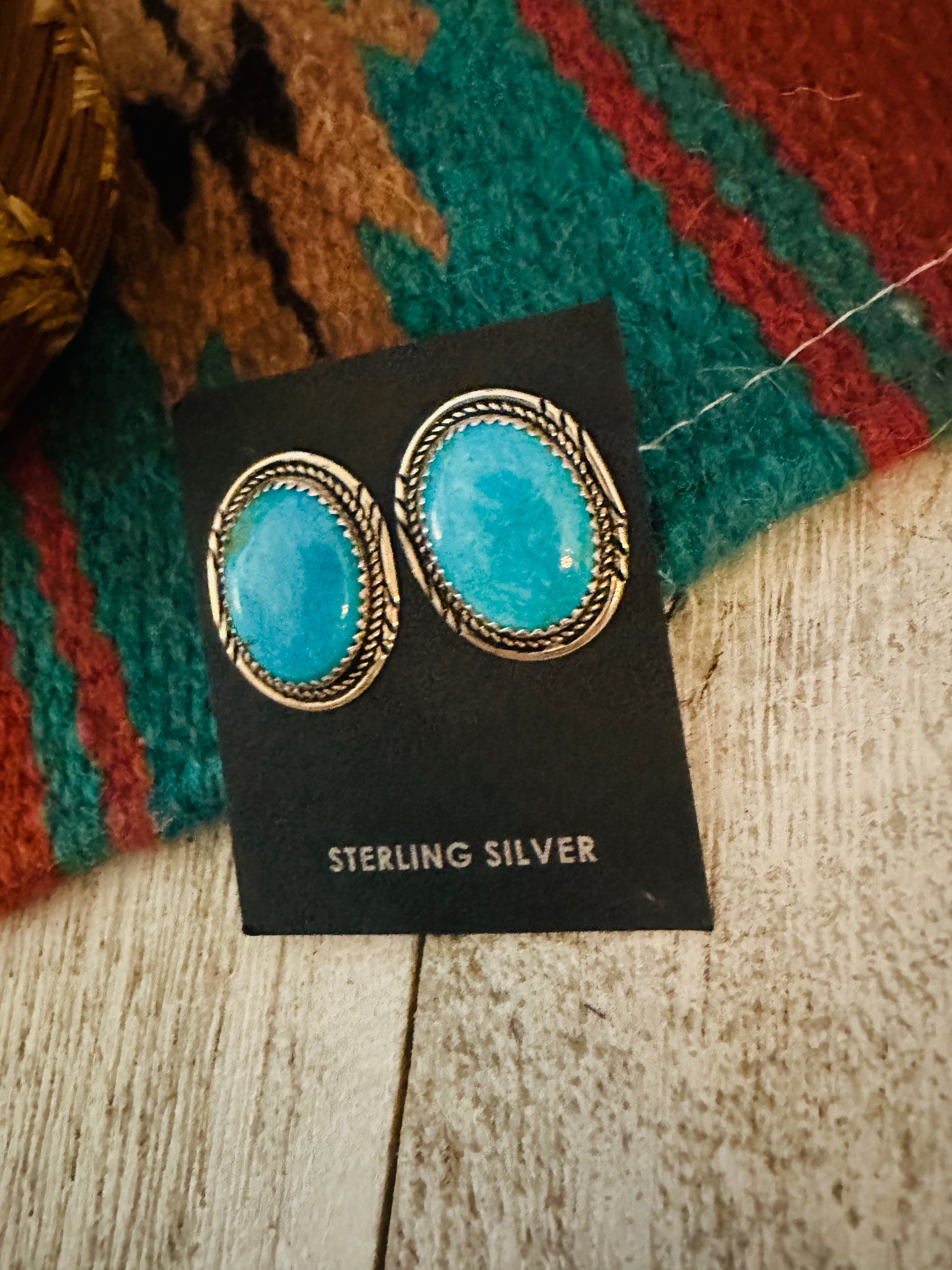 Navajo Turquoise & Sterling Silver Post Earrings