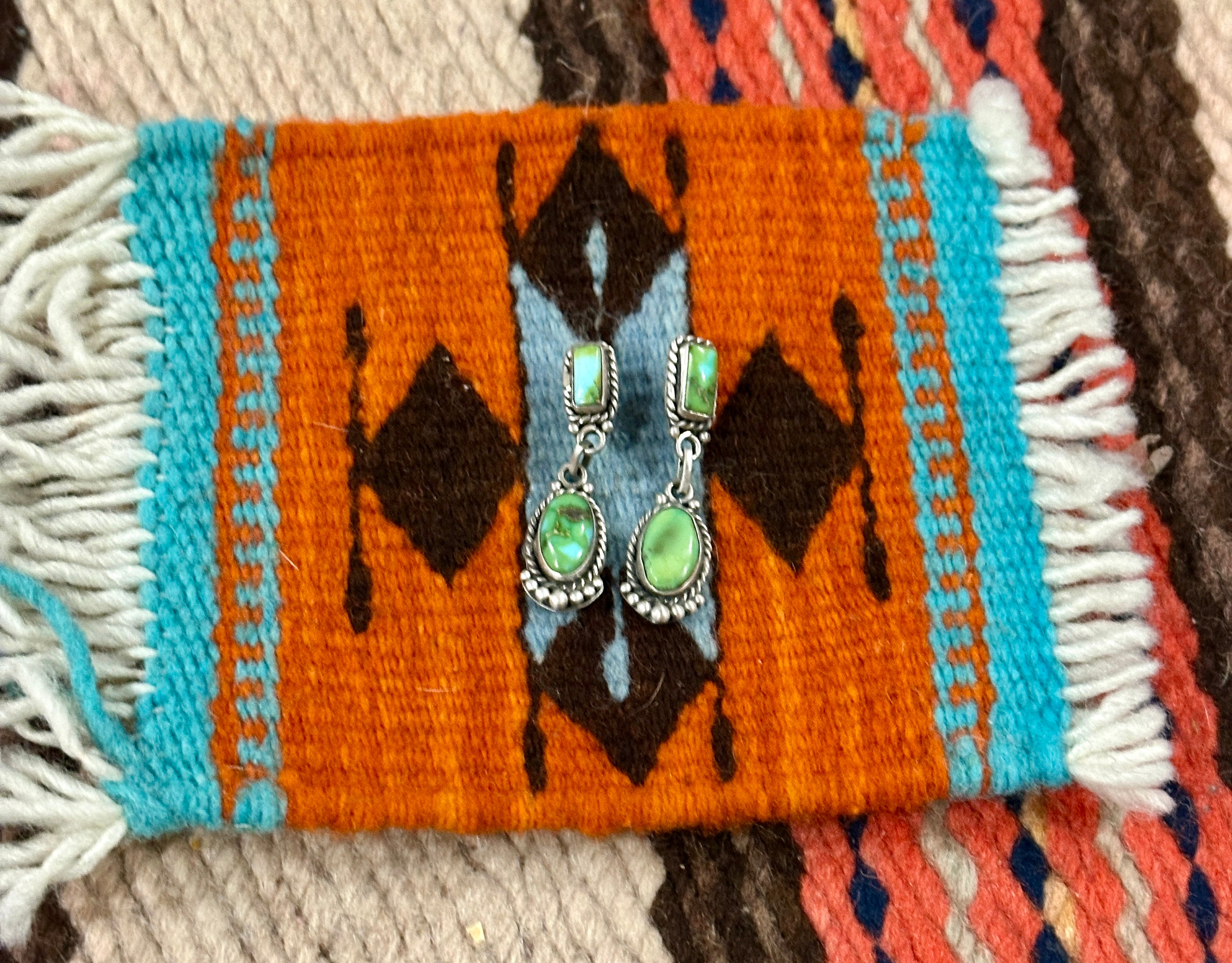 Handmade Sonoran Mountain Turquoise and Sterling Silver Dangle Earrings