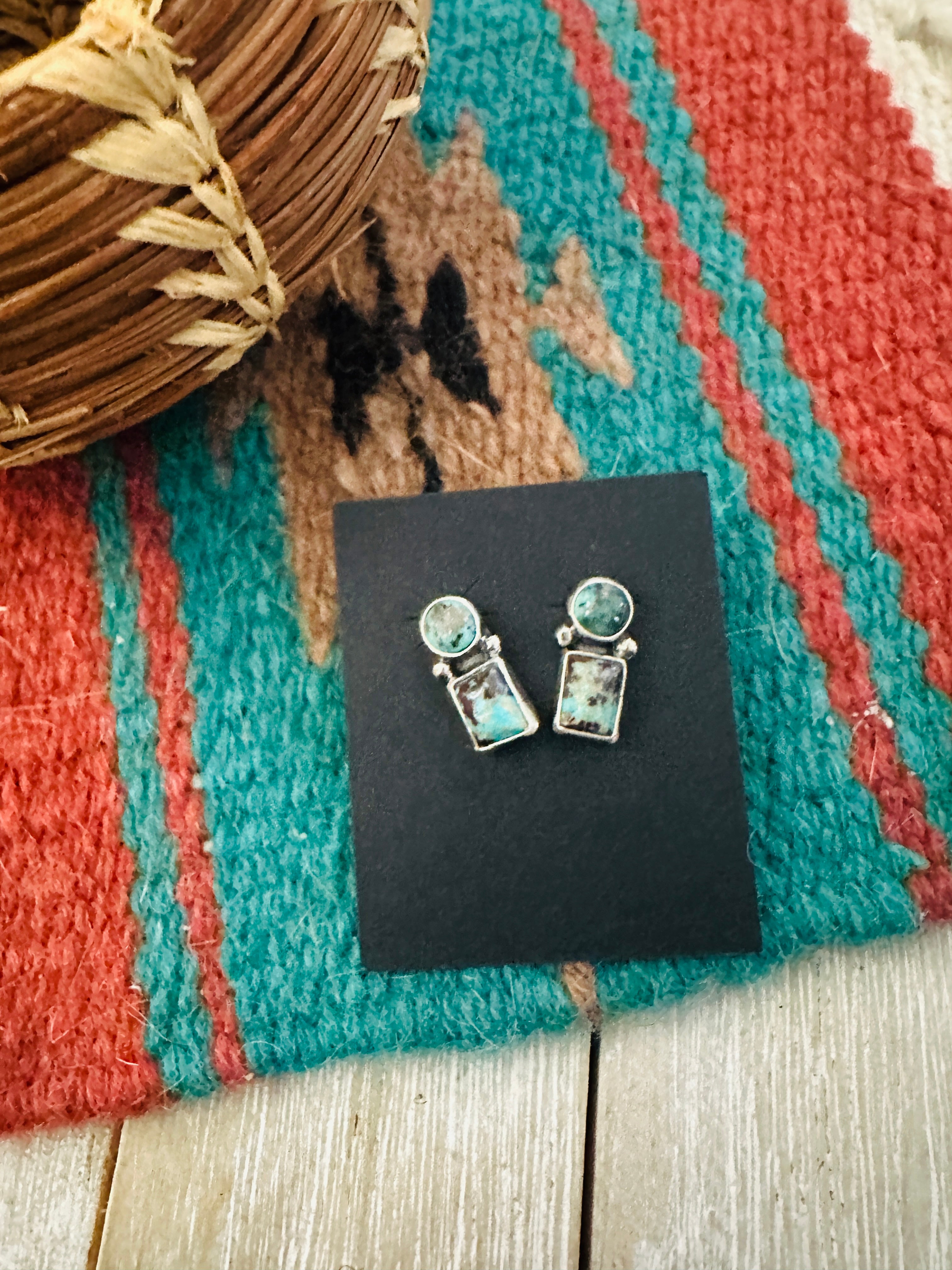 Handcrafted Sterling Silver & Turquoise Dangle Earrings