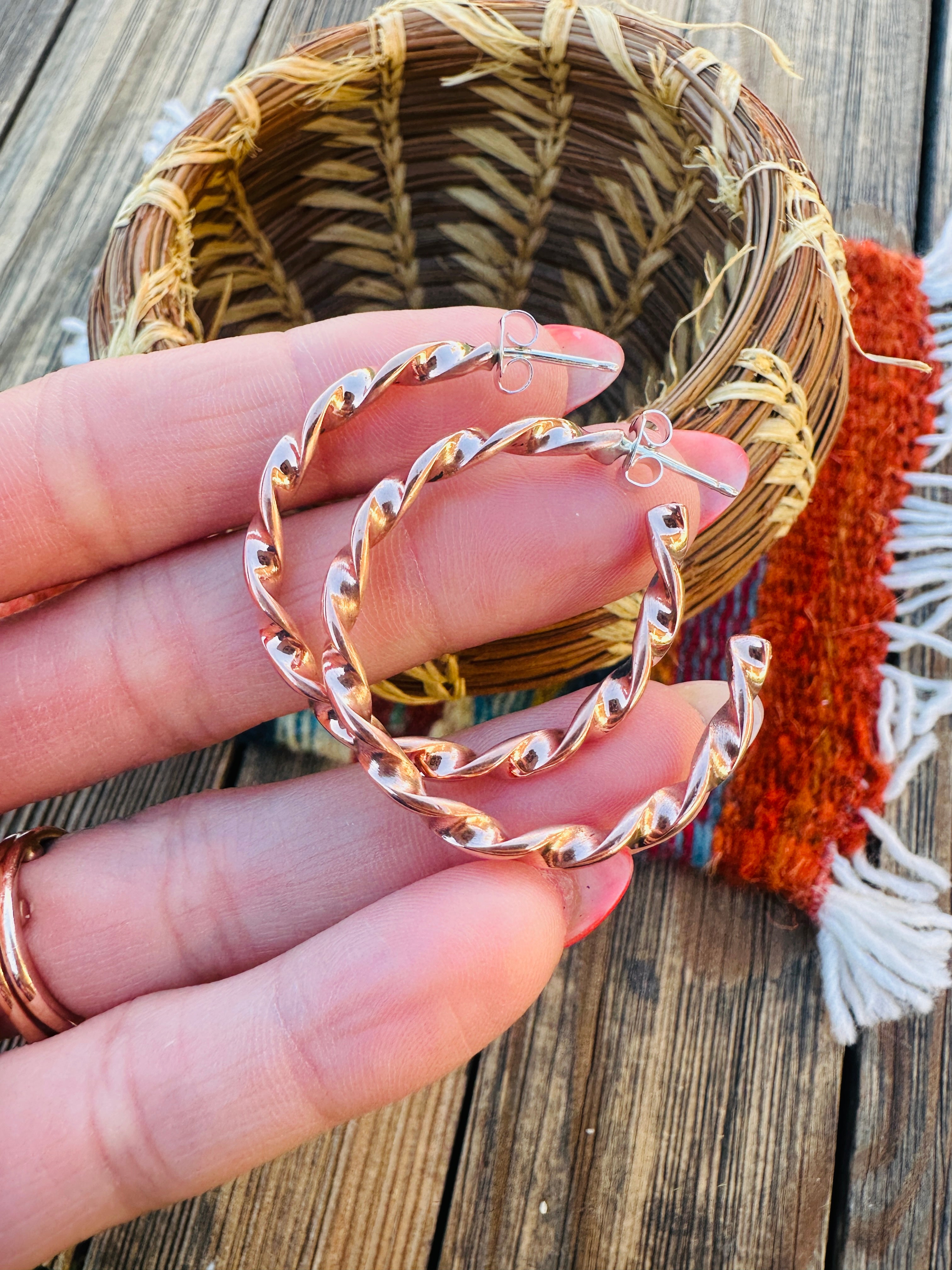 Handcrafted Copper Hoop Earrings