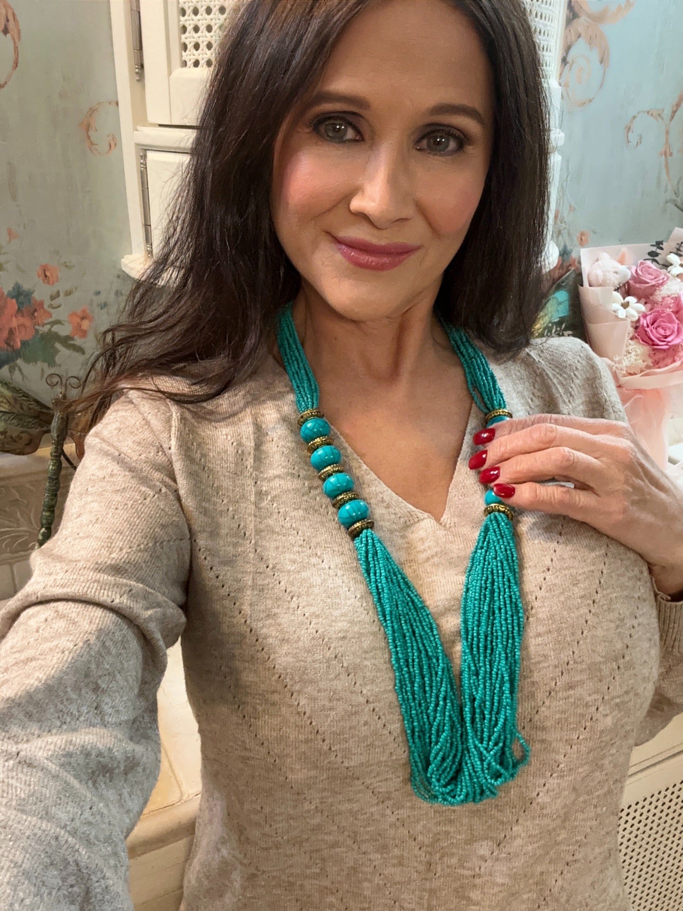 Turquoise Beaded Strand Necklace