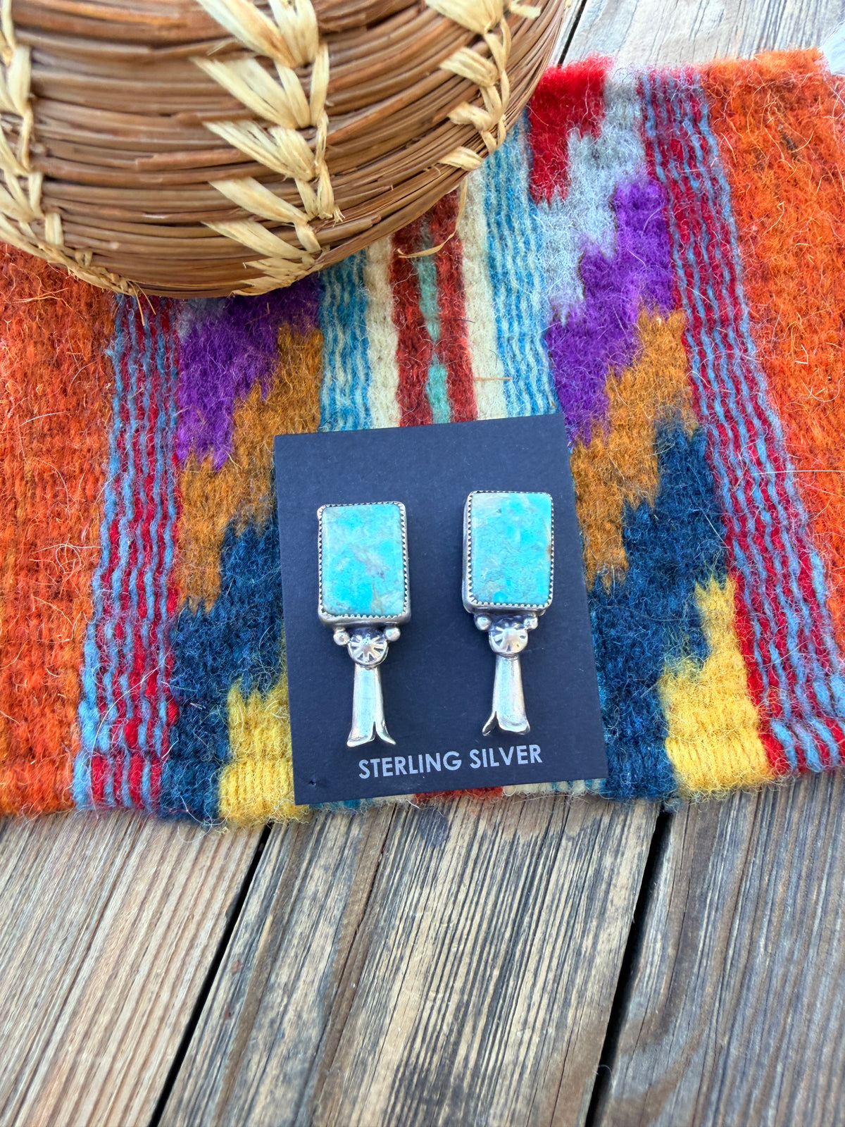 Handcrafted Turquoise & Sterling Silver Blossom Post Earrings