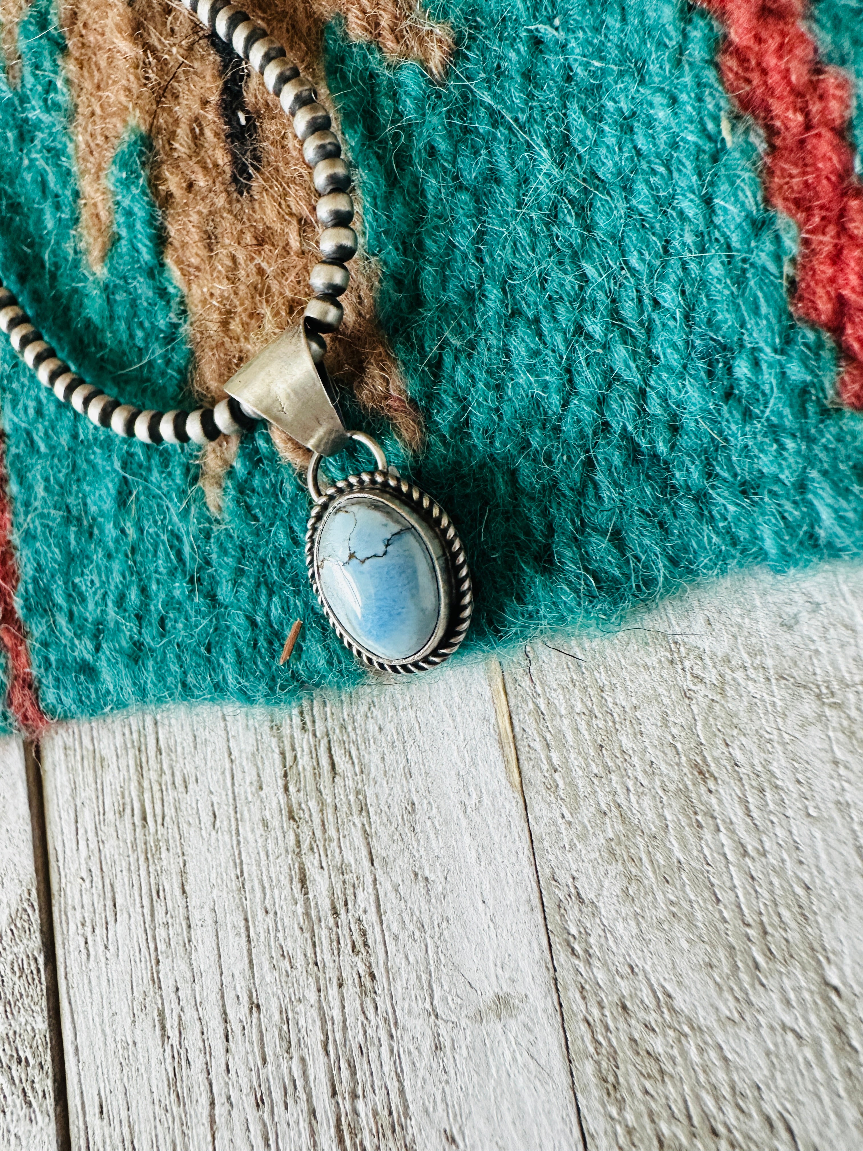 Navajo Sterling Silver & Golden Hills Turquoise Pendant