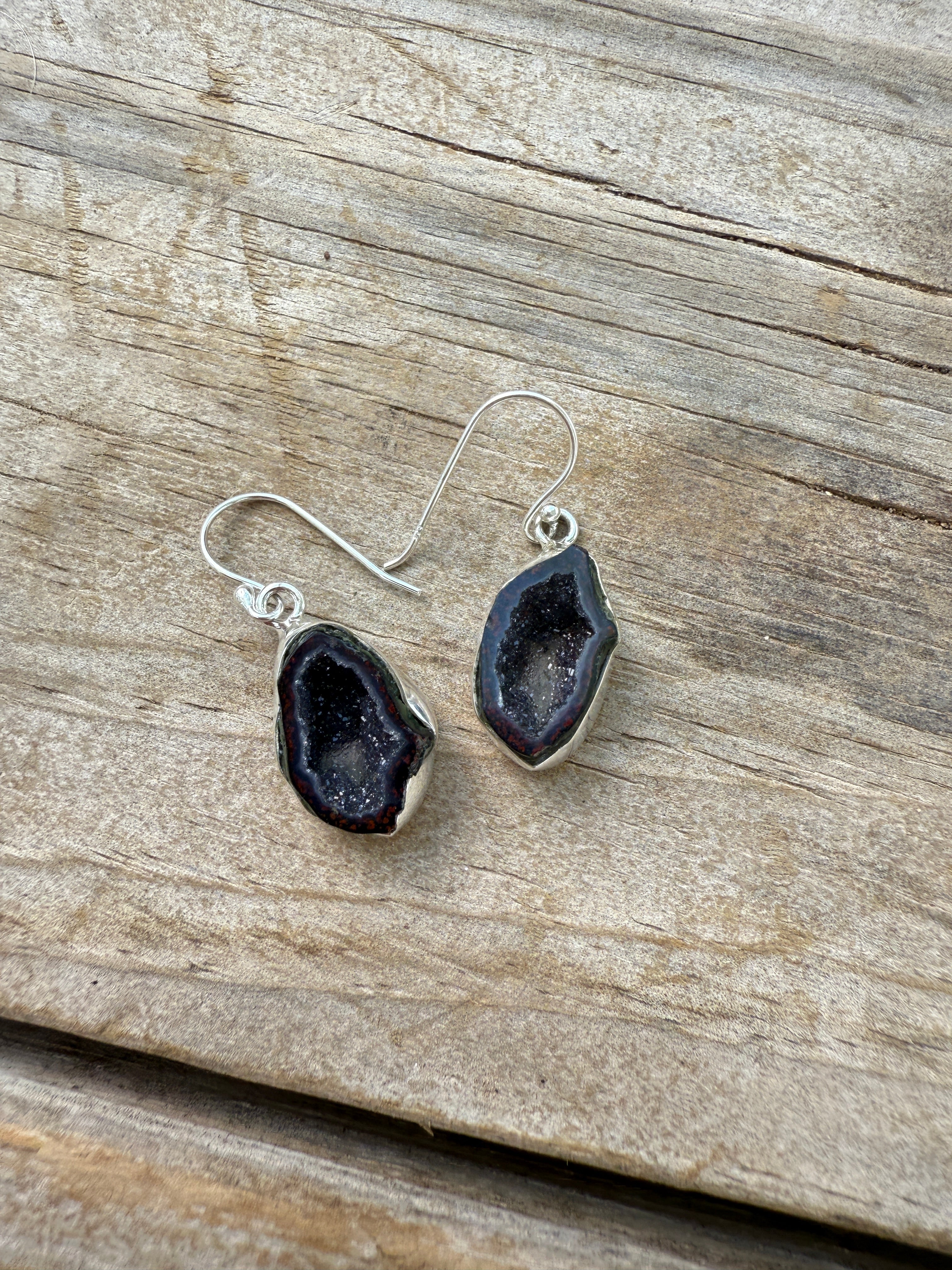 Handmade Sterling Silver & Druzy Dangle Earrings