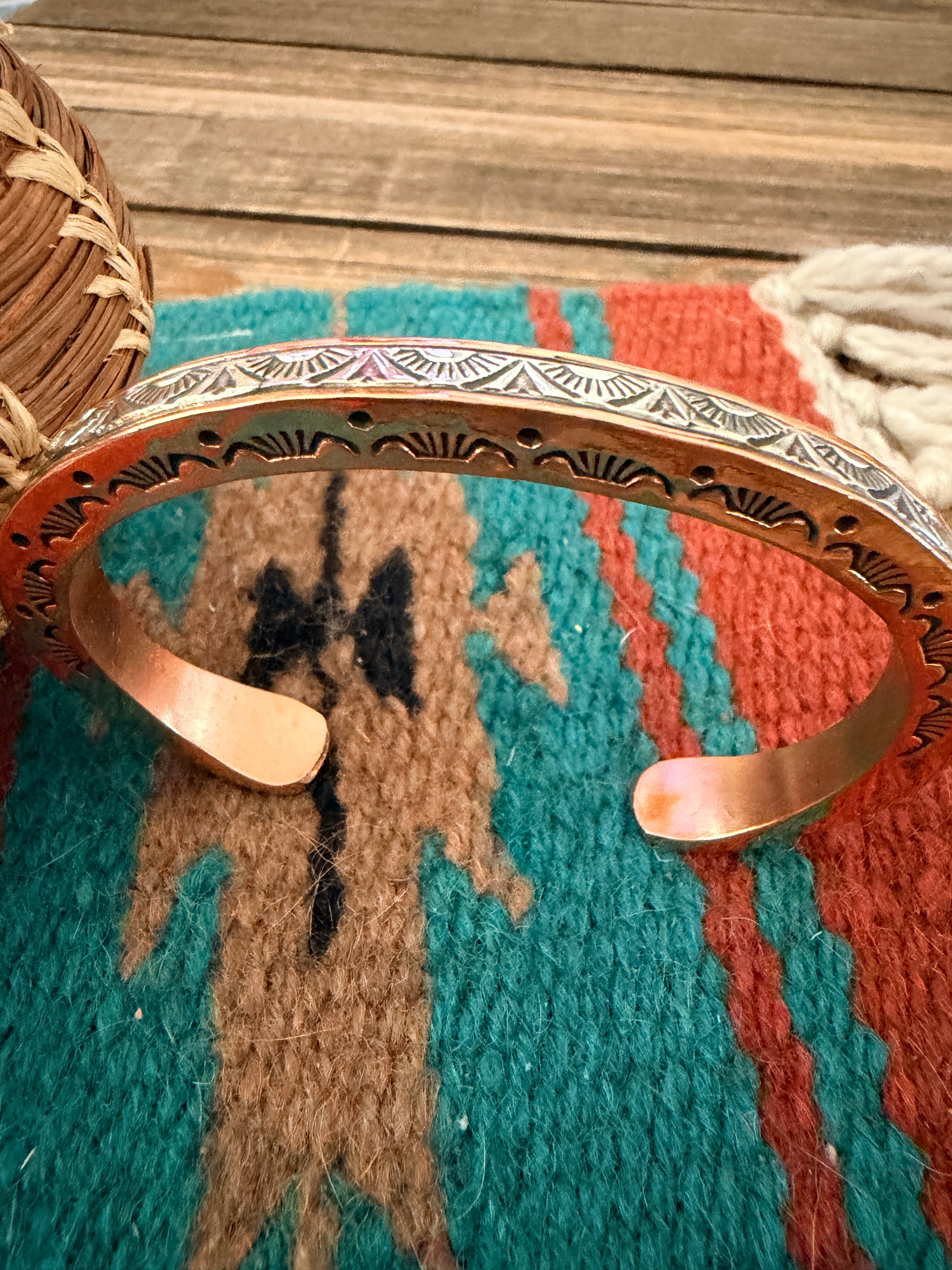 Handcrafted Copper & Sterling Silver Cuff Bracelet by Wylie Secatero