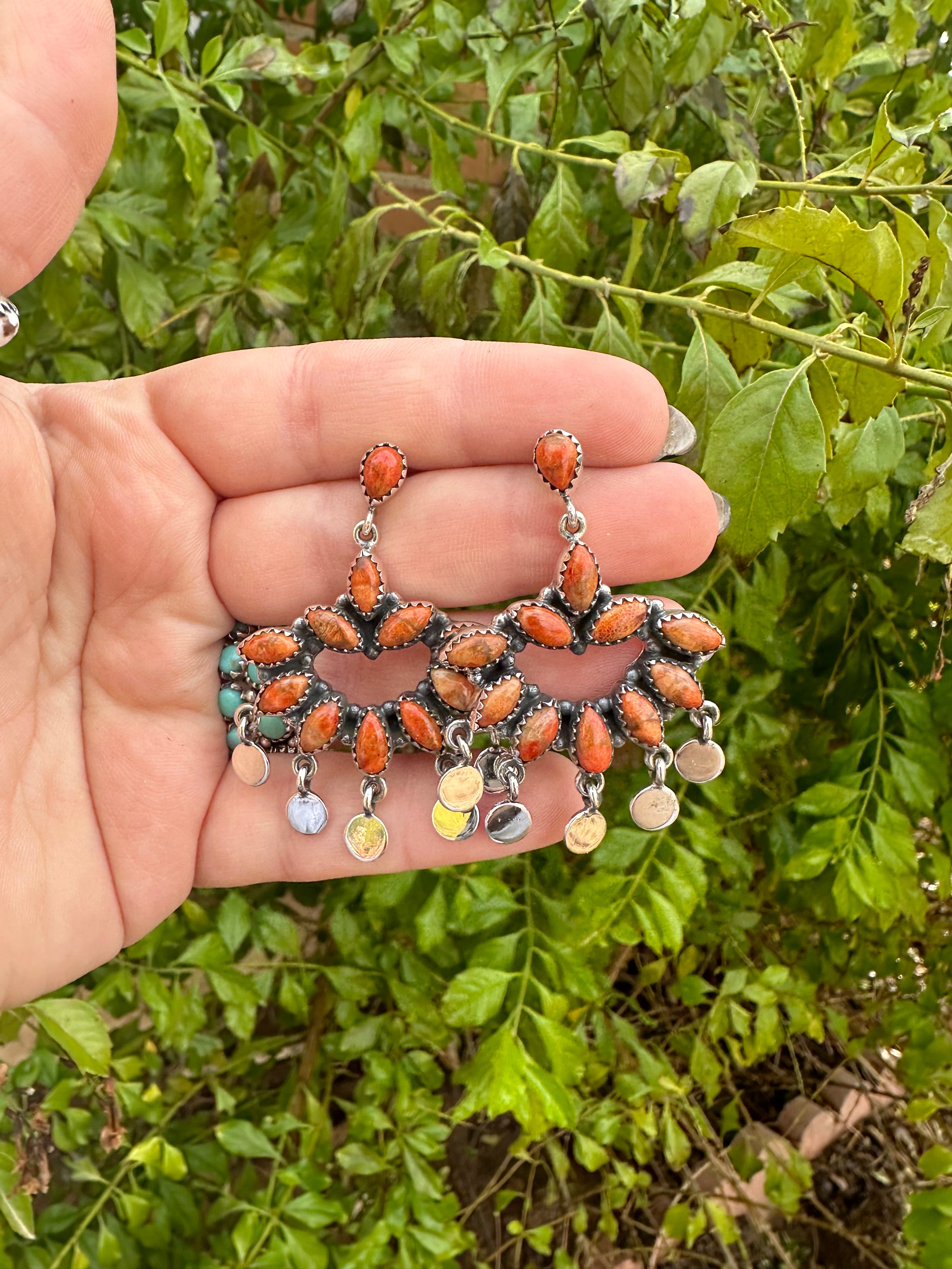 Free Spirit Orange Mojave and Sterling Silver Handmade Dangles