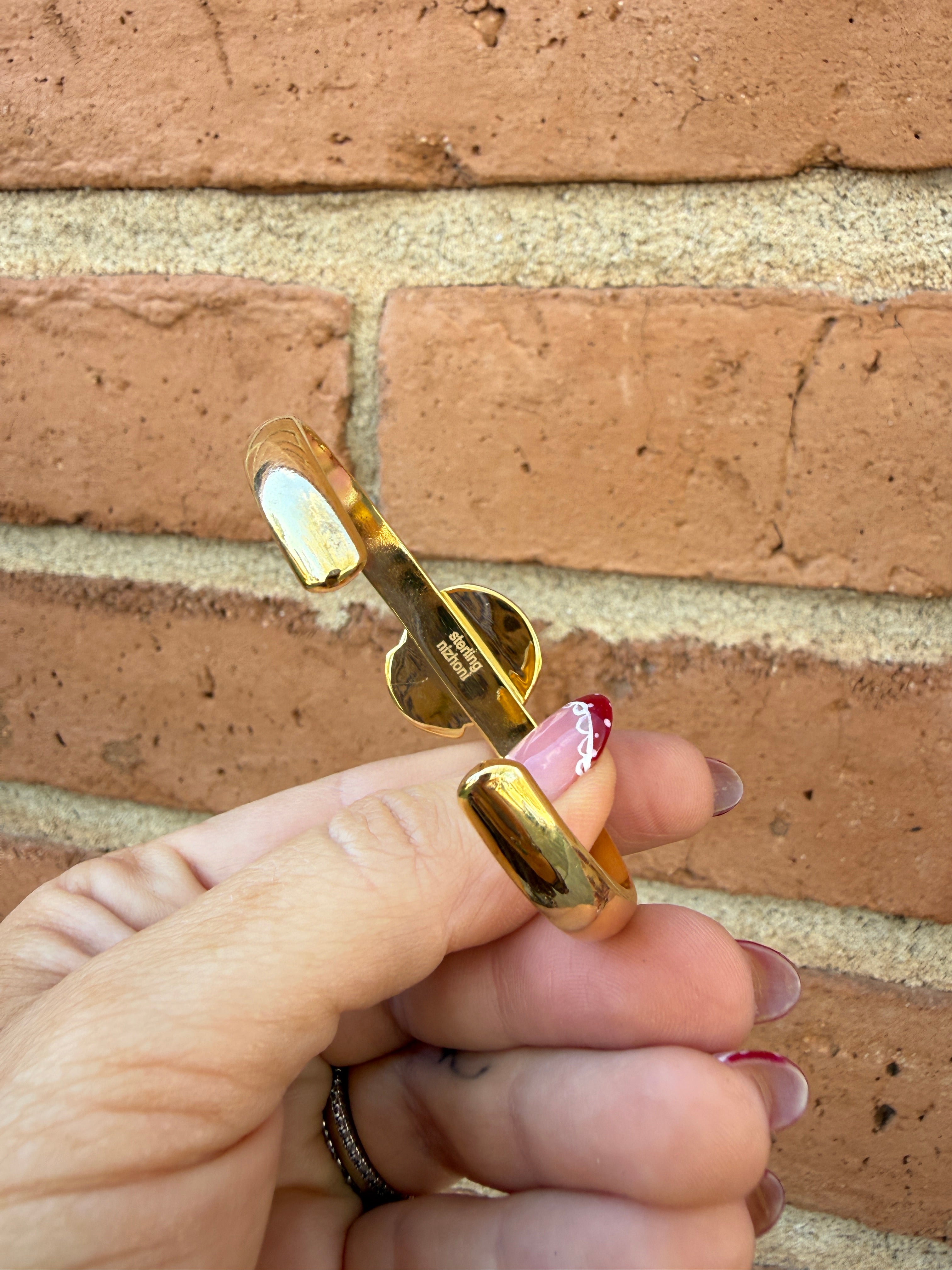 “The Golden Collection” Handmade Gold Plated Sterling Silver Natural Sonoran Mountain Turquoise Bracelet style 7