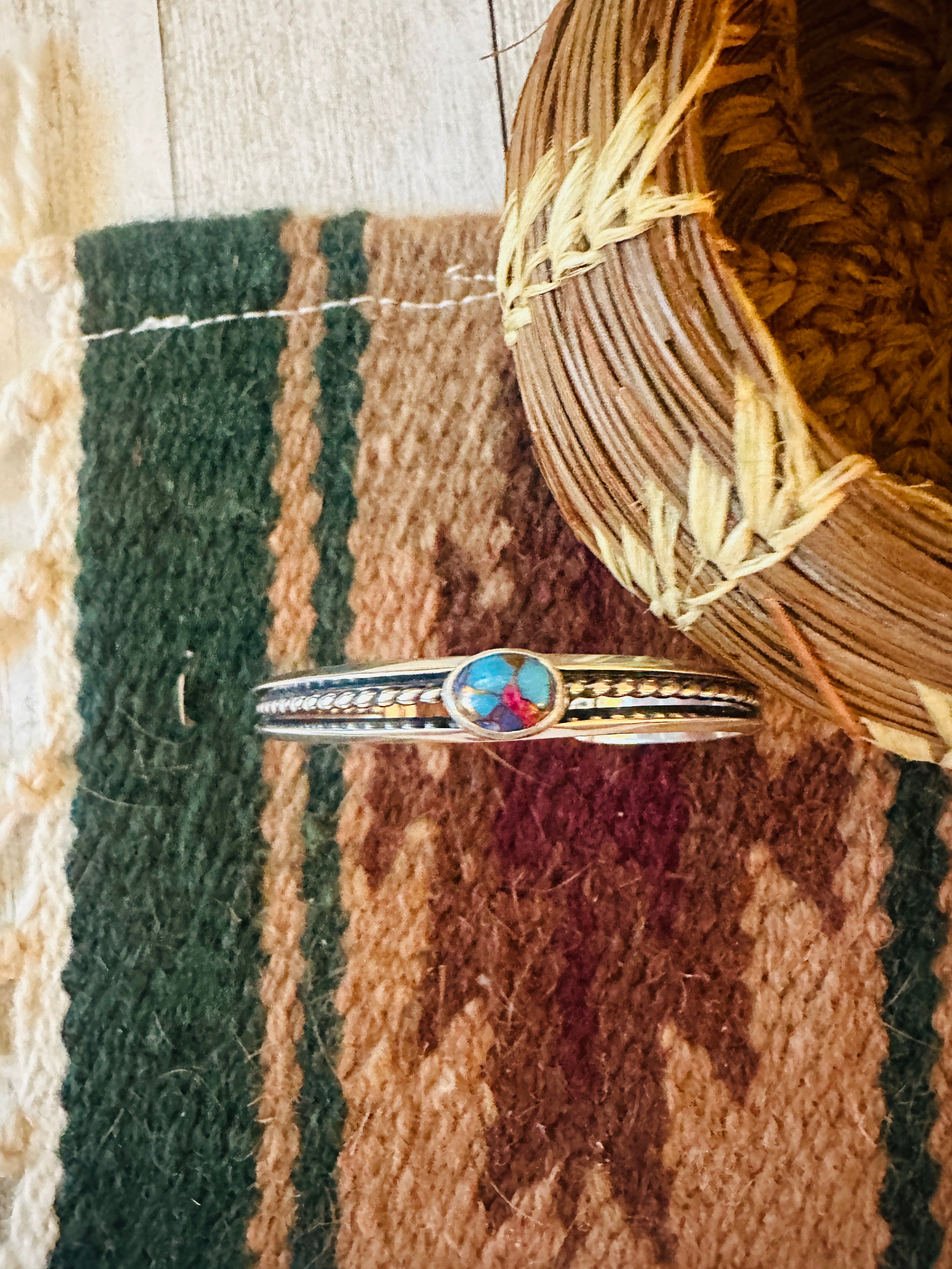 Navajo Pink Dream Mojave & Sterling Silver Cuff Bracelet