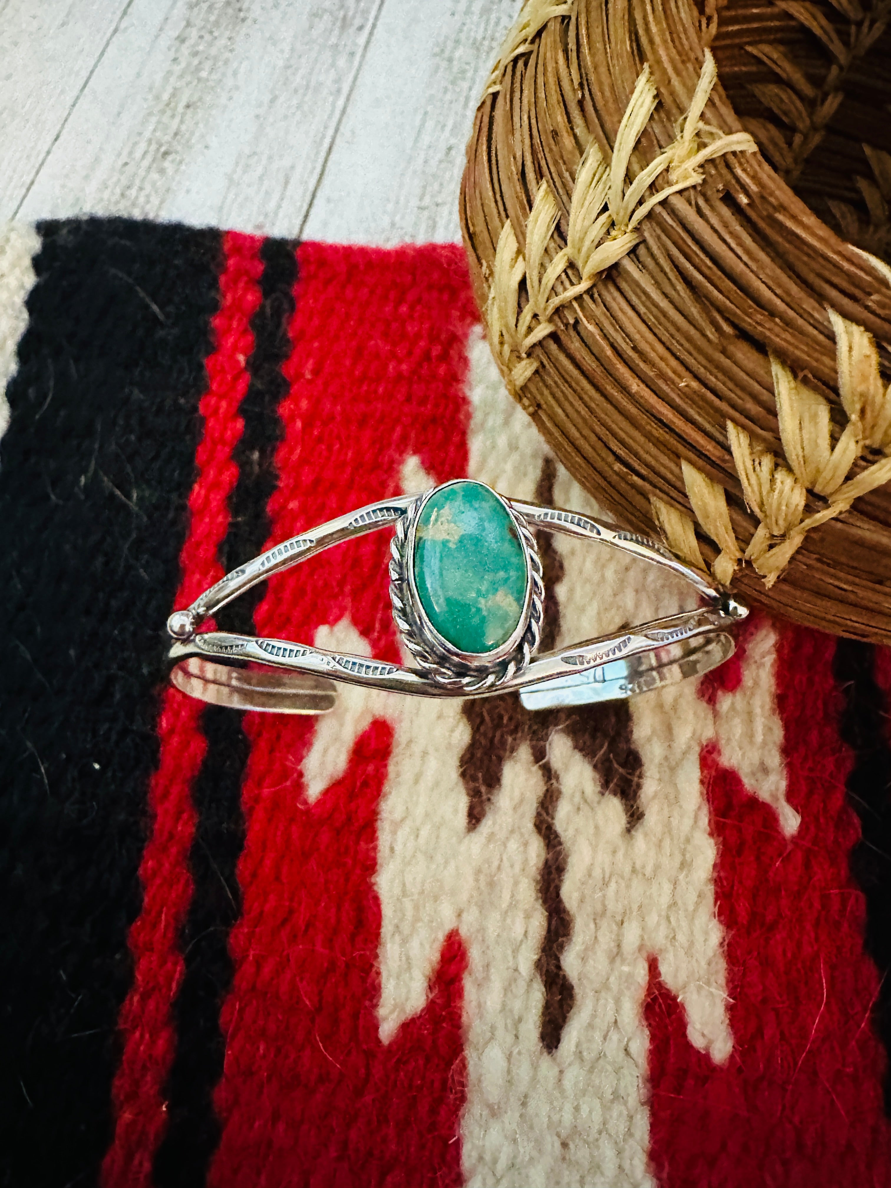 Navajo Sterling Silver & Turquoise Cuff Bracelet