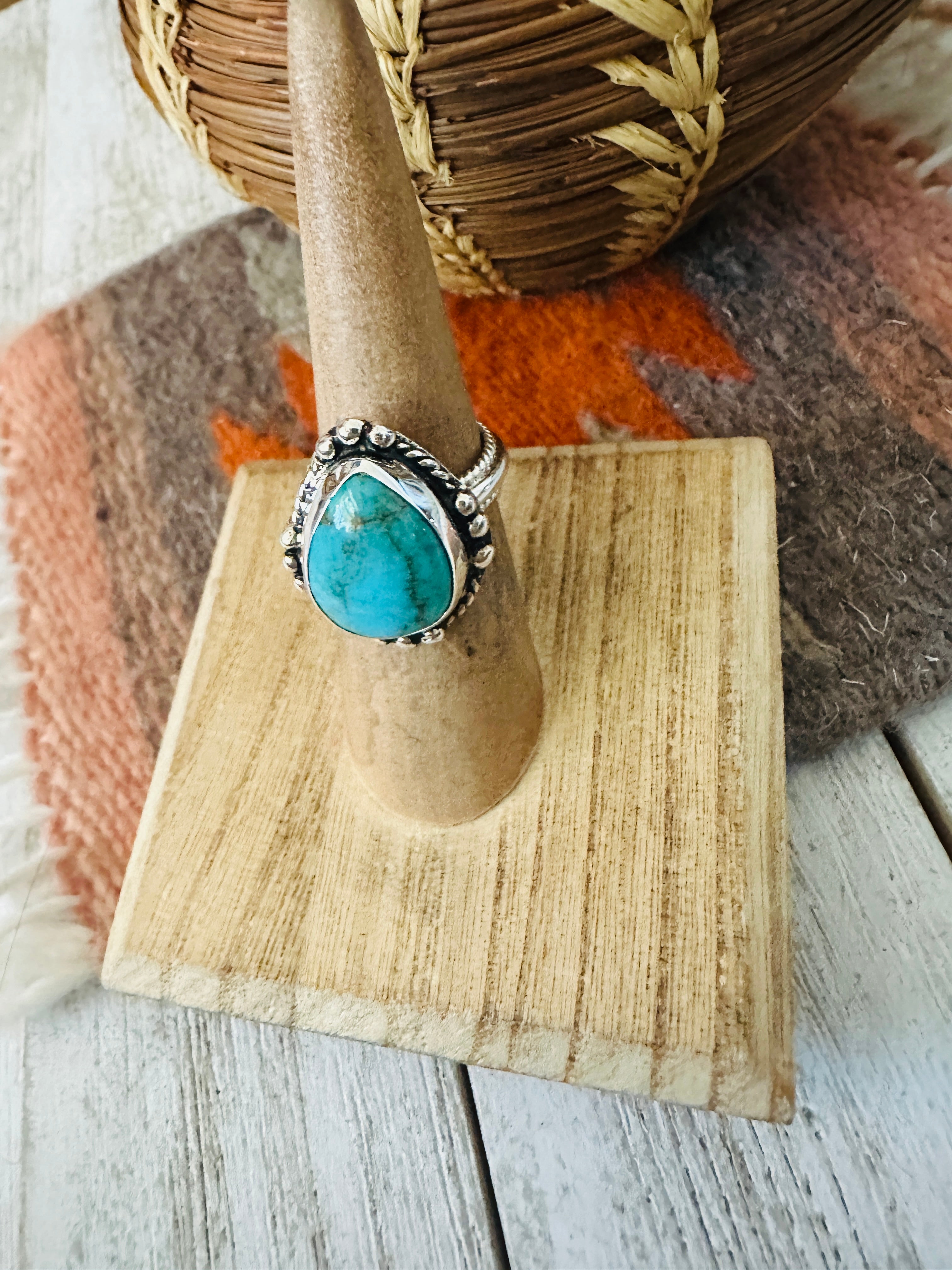 Navajo Turquoise & Sterling Silver Ring Size 5