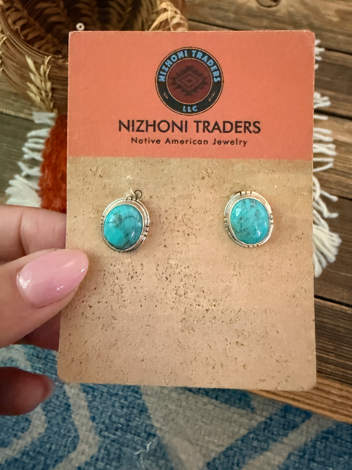 Handcrafted Turquoise & Sterling Silver Stud Earrings
