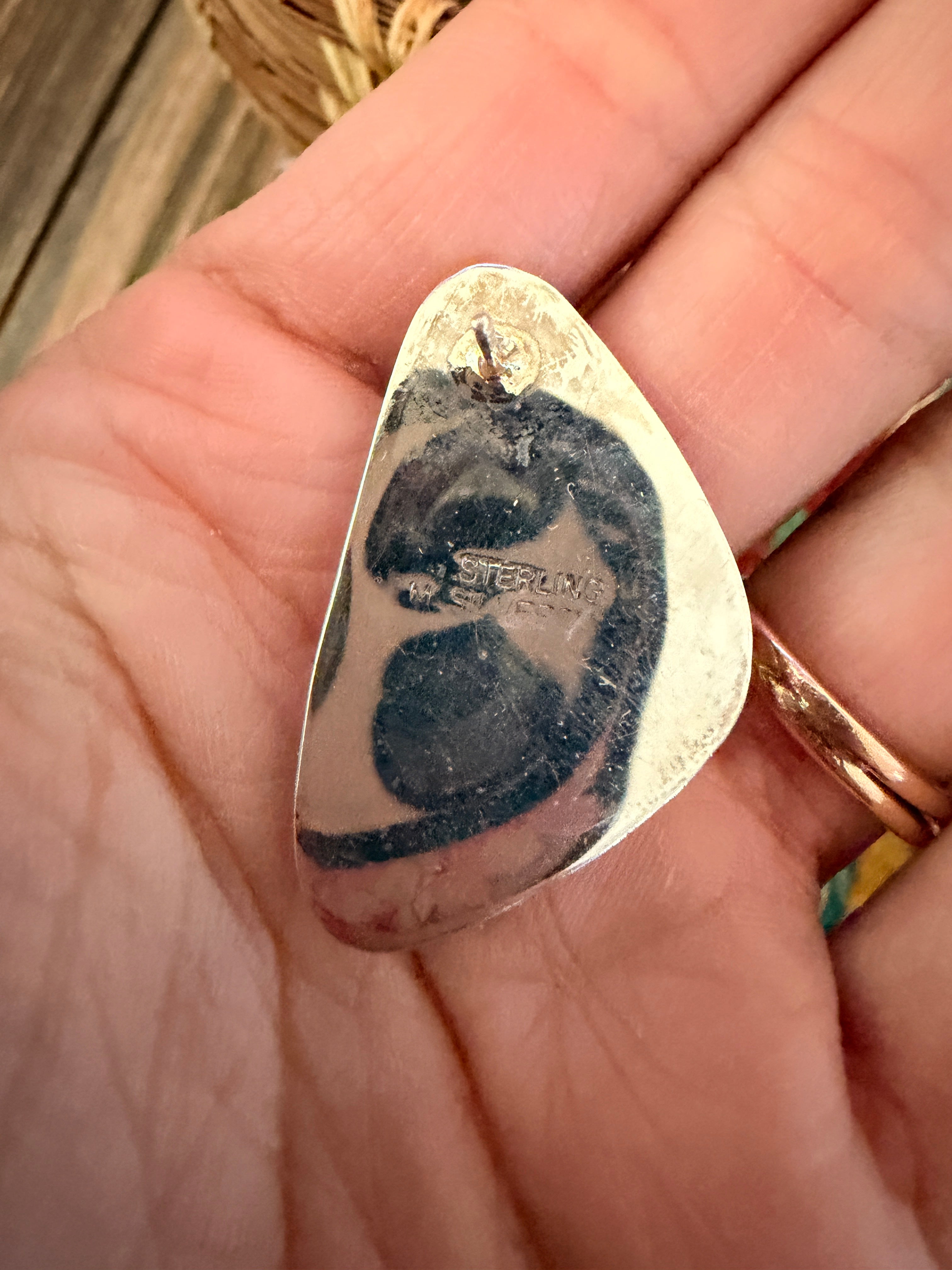 Handcrafted White Buffalo & Sterling Silver Post Earrings