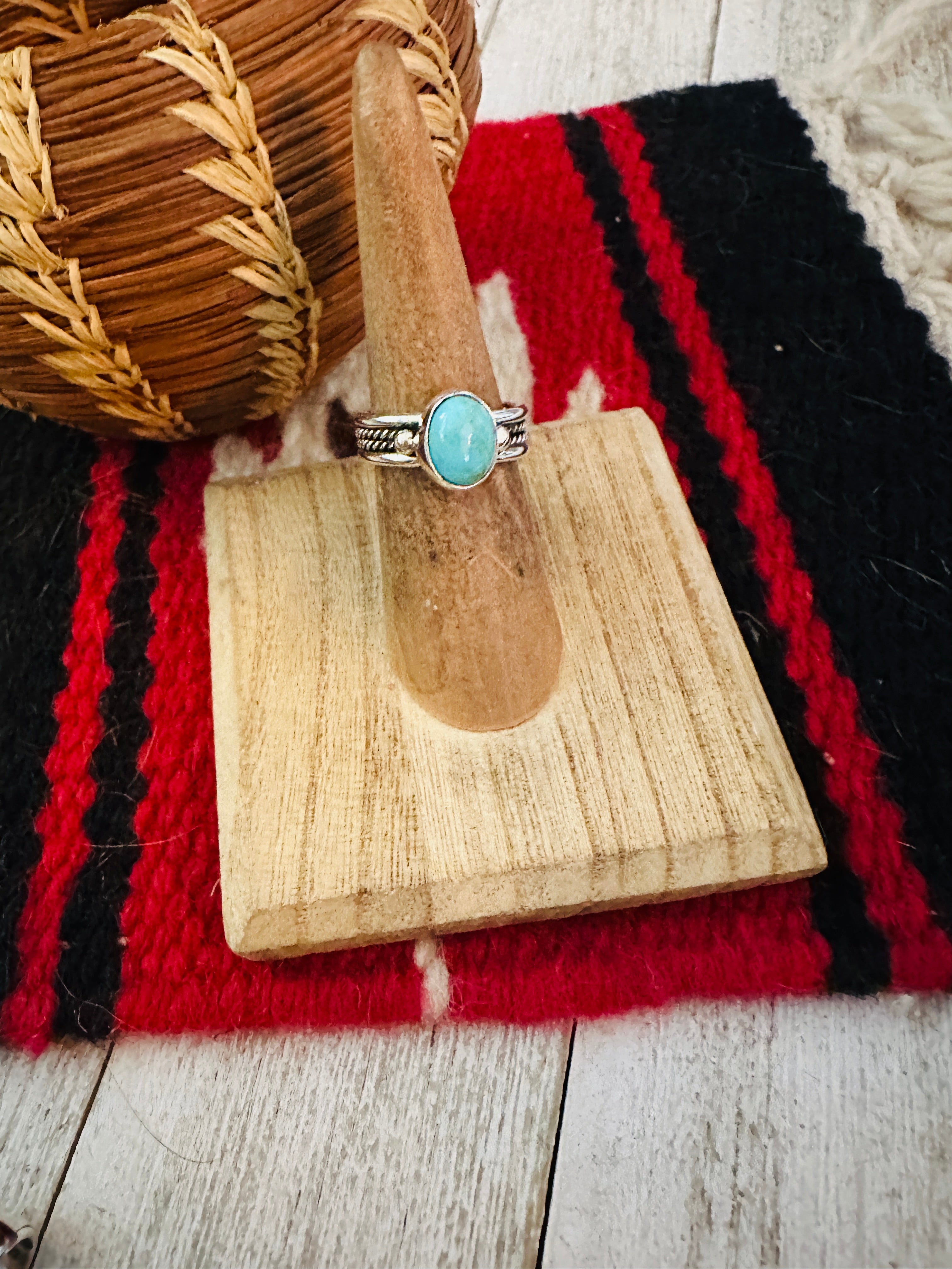 Navajo Turquoise & Sterling Silver Ring Size 5