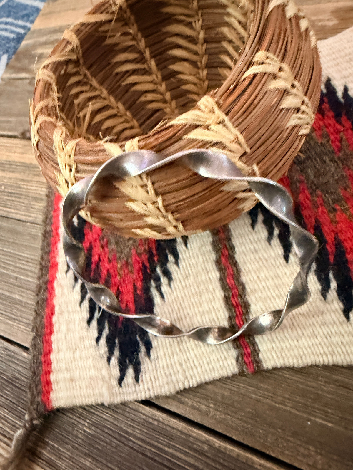Handcrafted Old Pawn Sterling Silver Bangle Bracelet