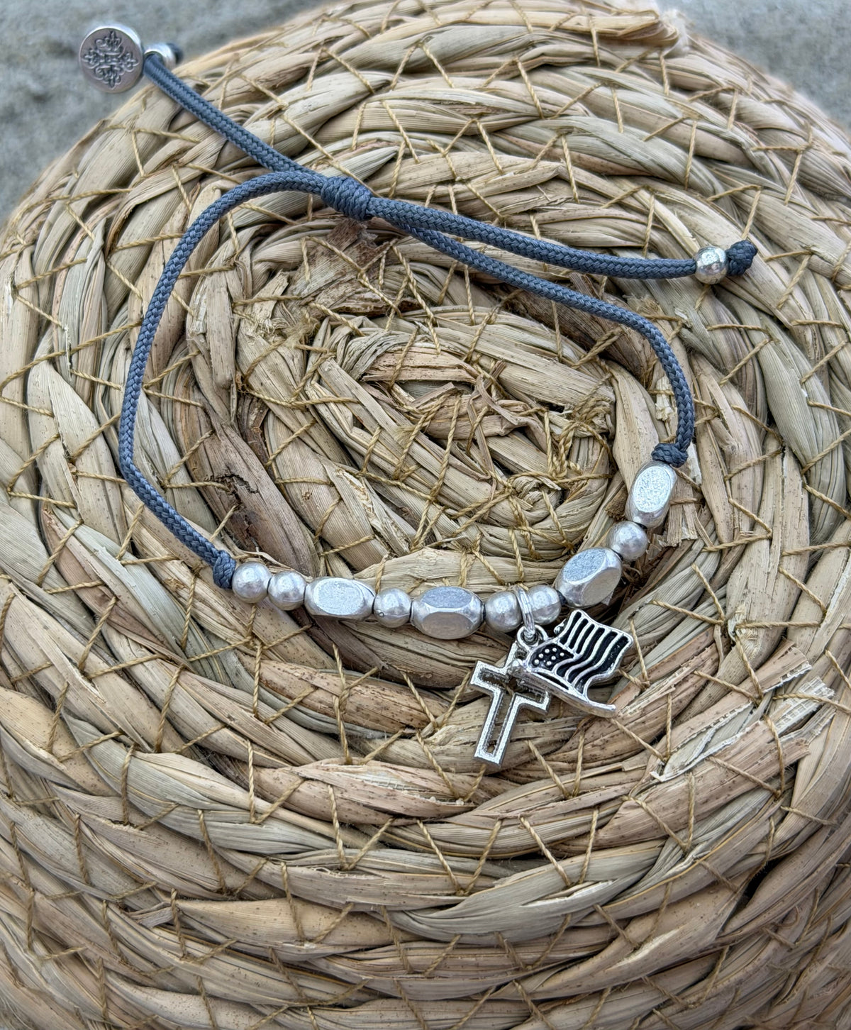 God Bless America Cross Bracelet (Gray)
