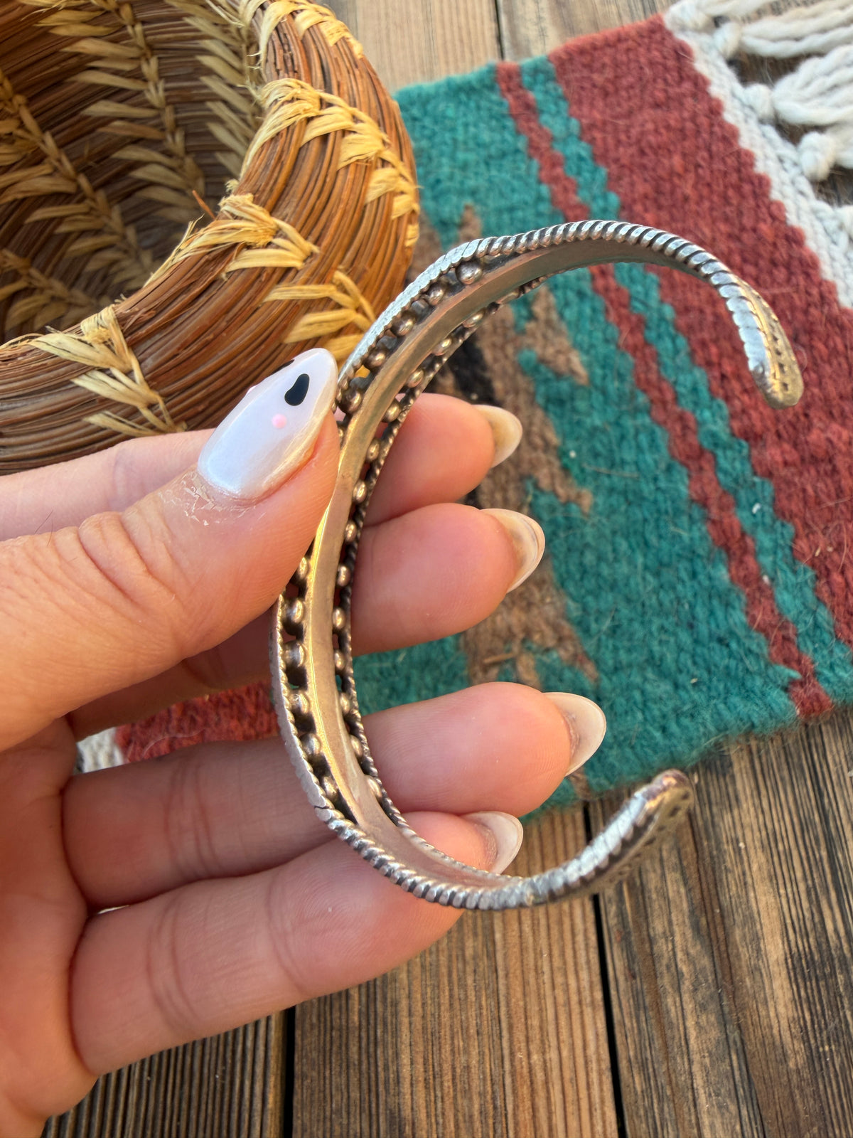 Handcrafted Old Pawn Sterling Silver & Turquoise Cuff Bracelet