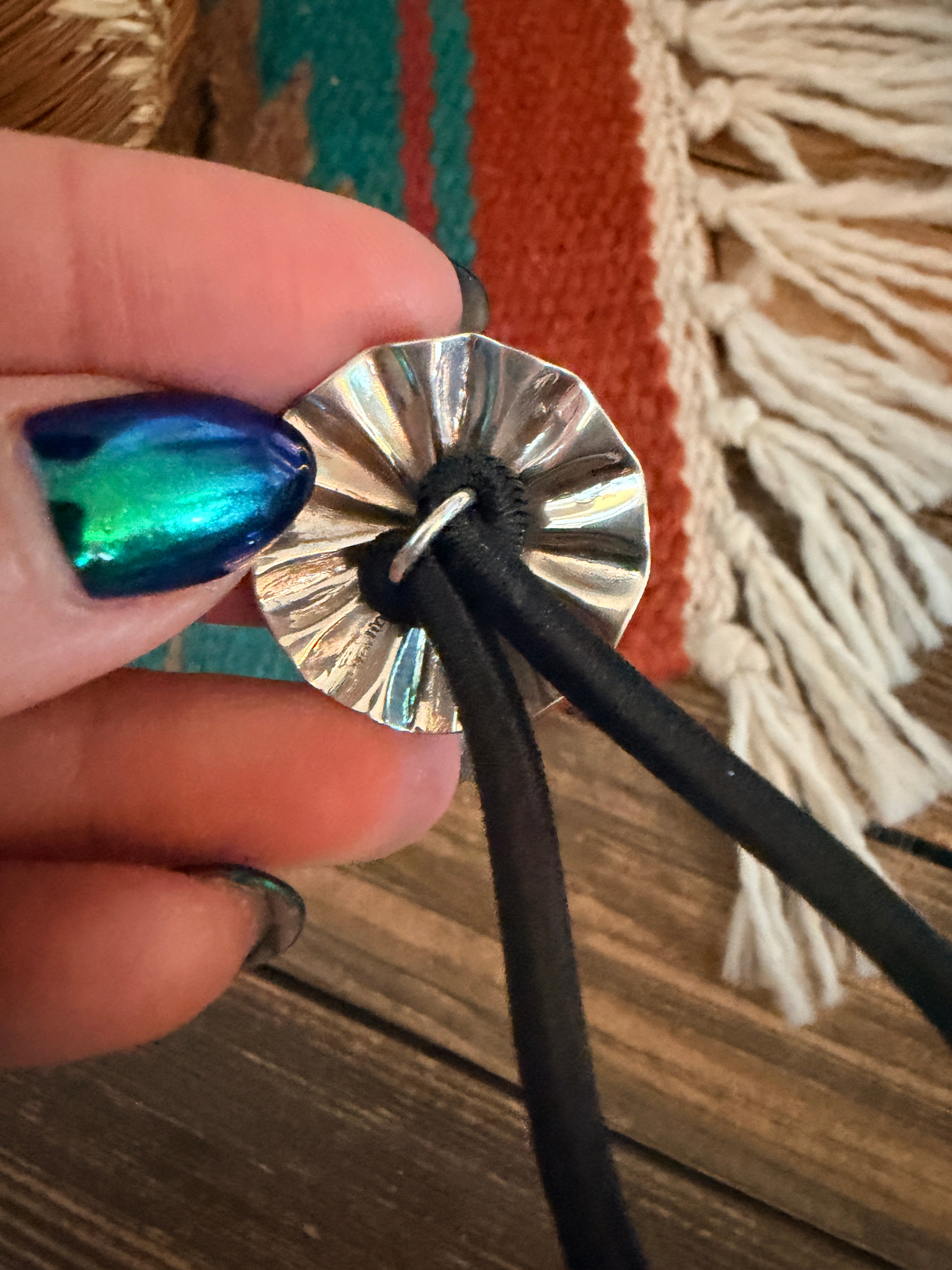 Handcrafted Sterling Silver Concho Hair Tie Charm