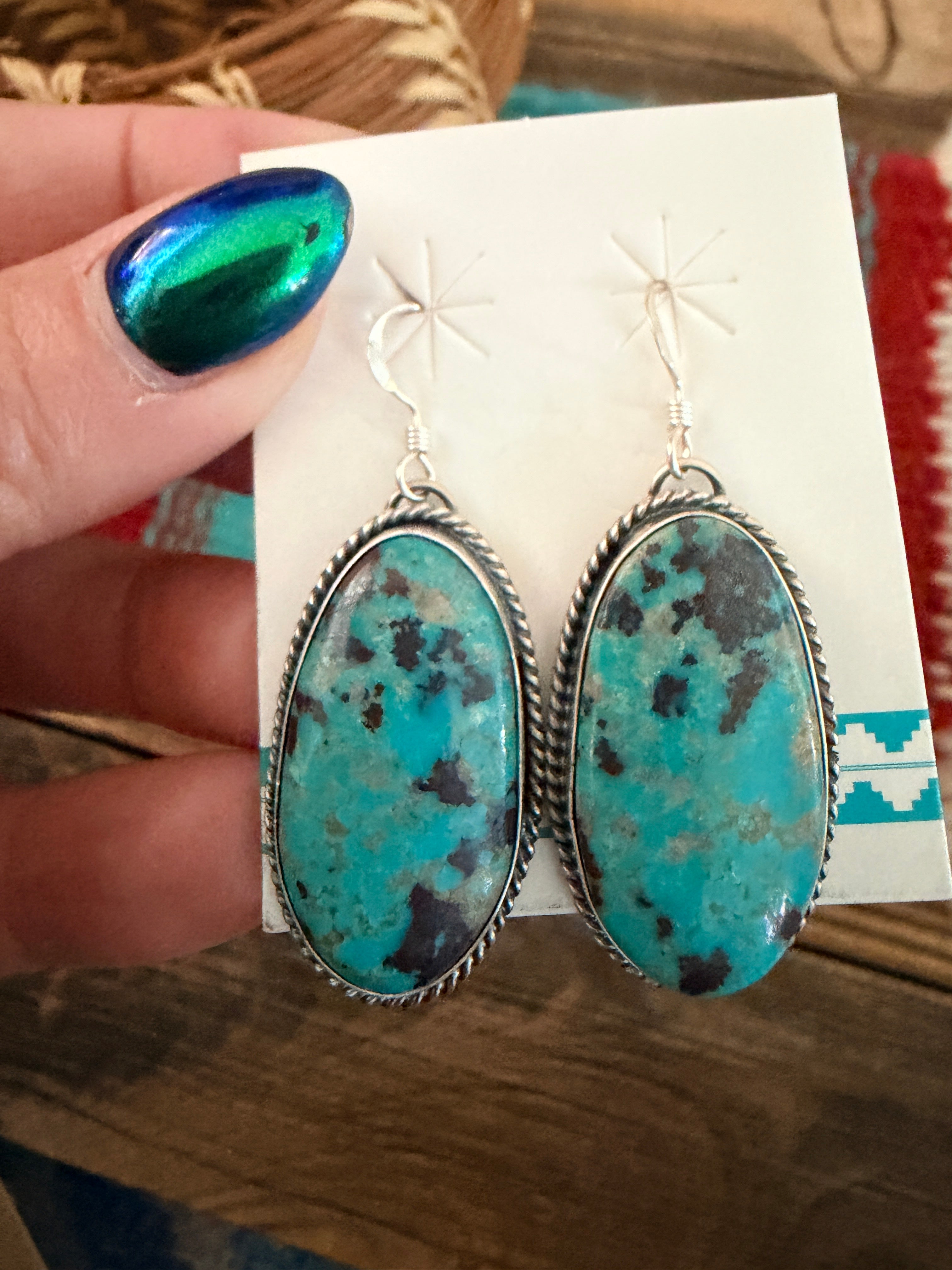 Handcrafted Turquoise & Sterling Silver Dangle Earrings
