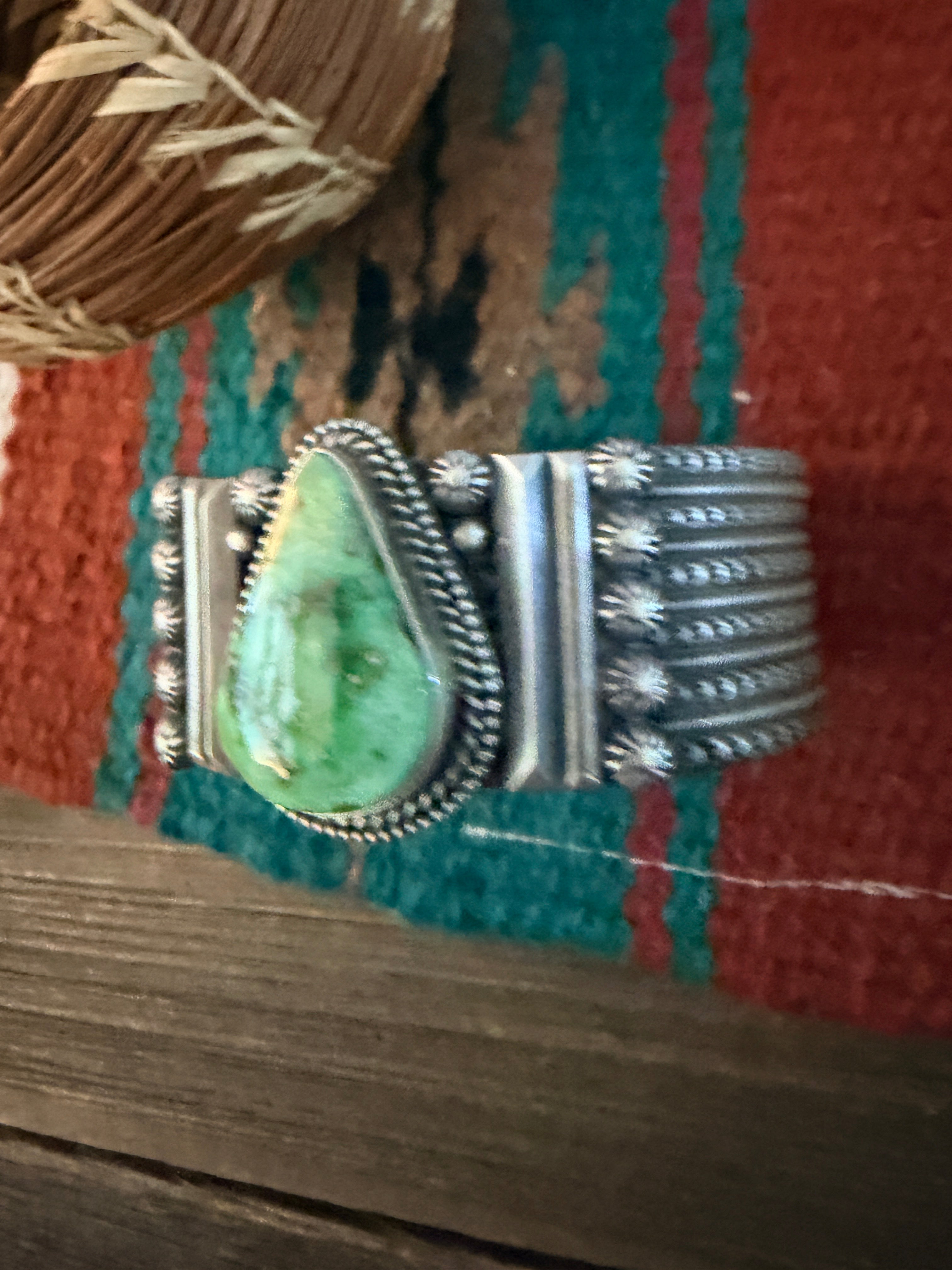 Handcrafted Carico Lake Turquoise & Sterling Silver Cuff Bracelet By M&R Calladitto