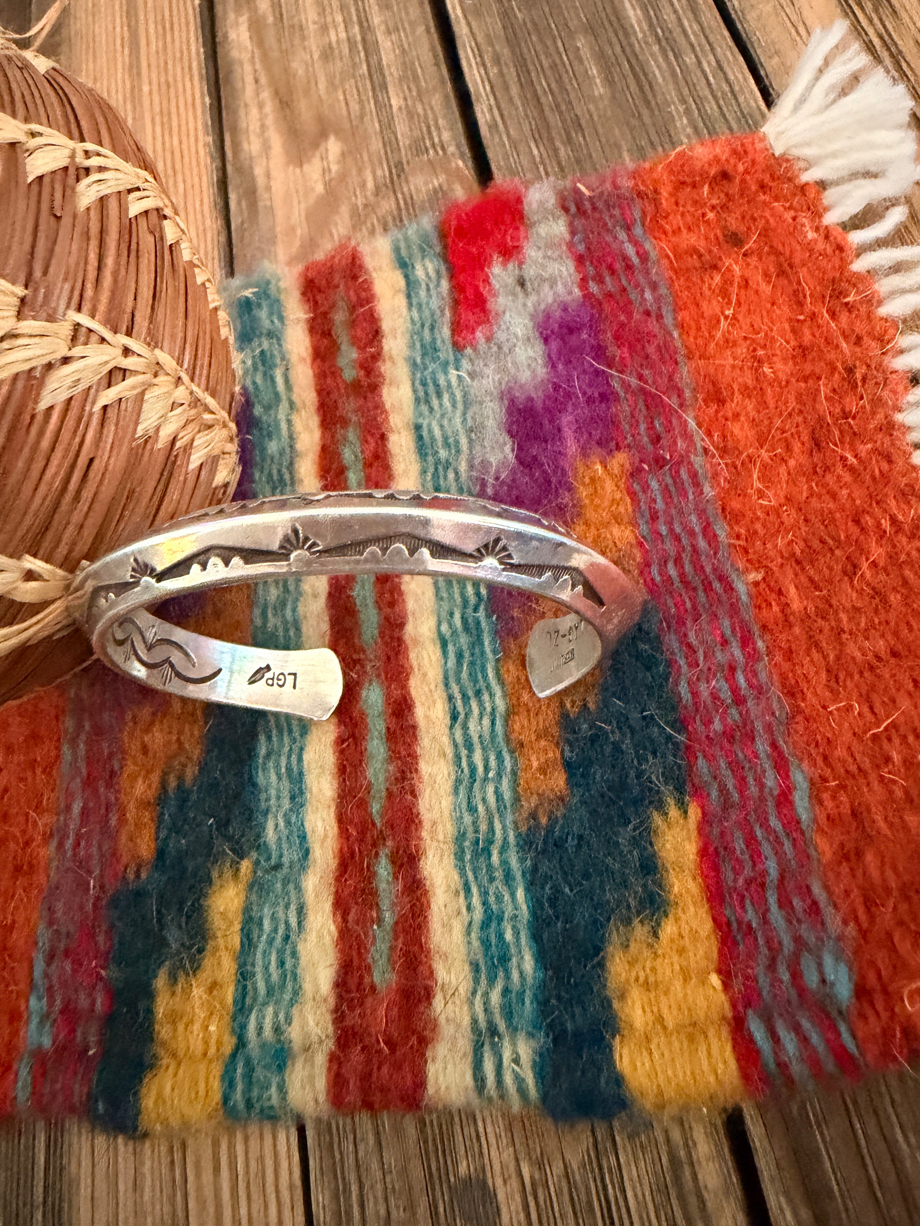 Hand Stamped Sterling Silver Cuff Bracelet by Leonard Paquin