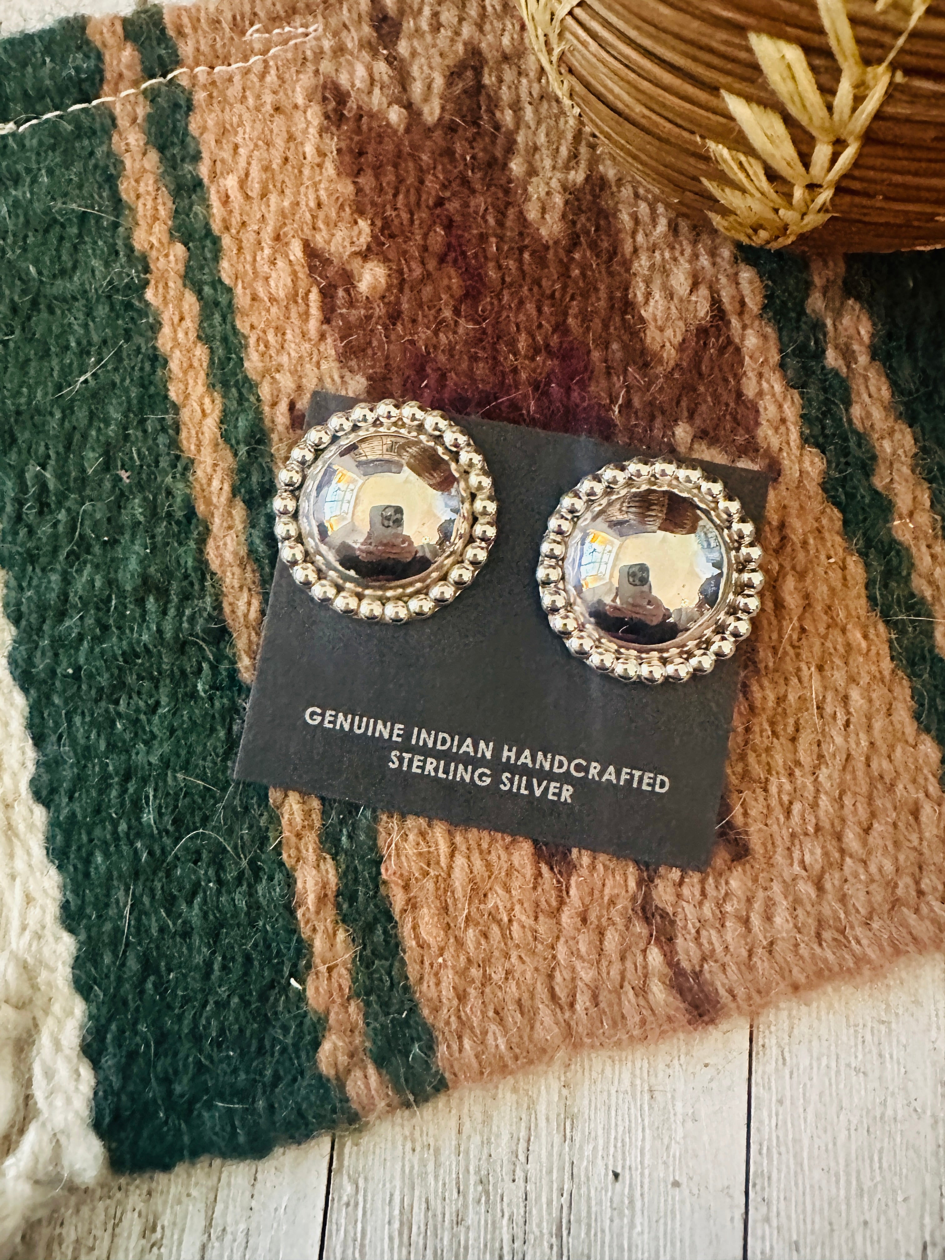 Navajo Sterling Silver Concho Post Earrings