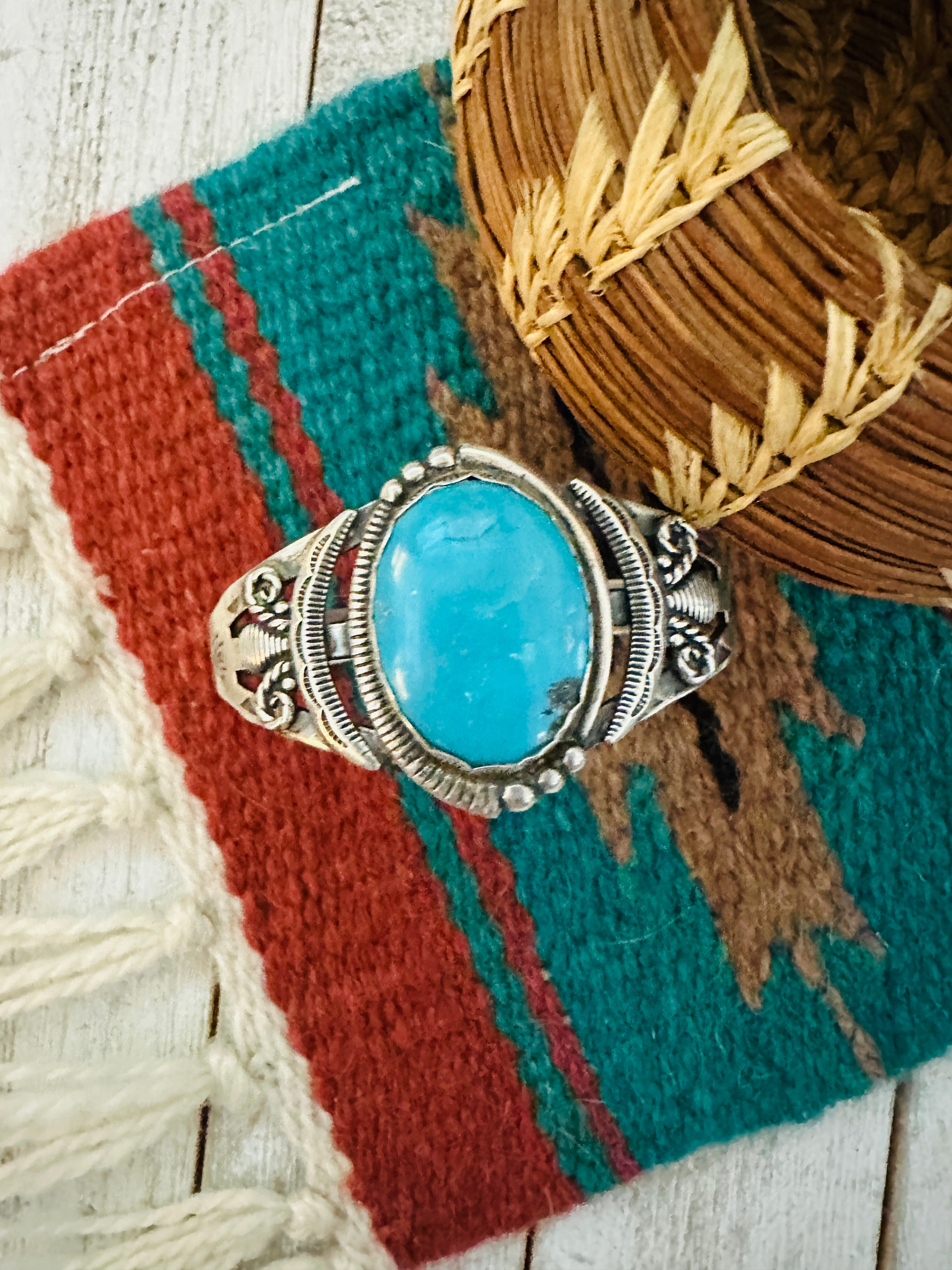 Old Pawn Navajo Sterling Silver & Turquoise Cuff Bracelet